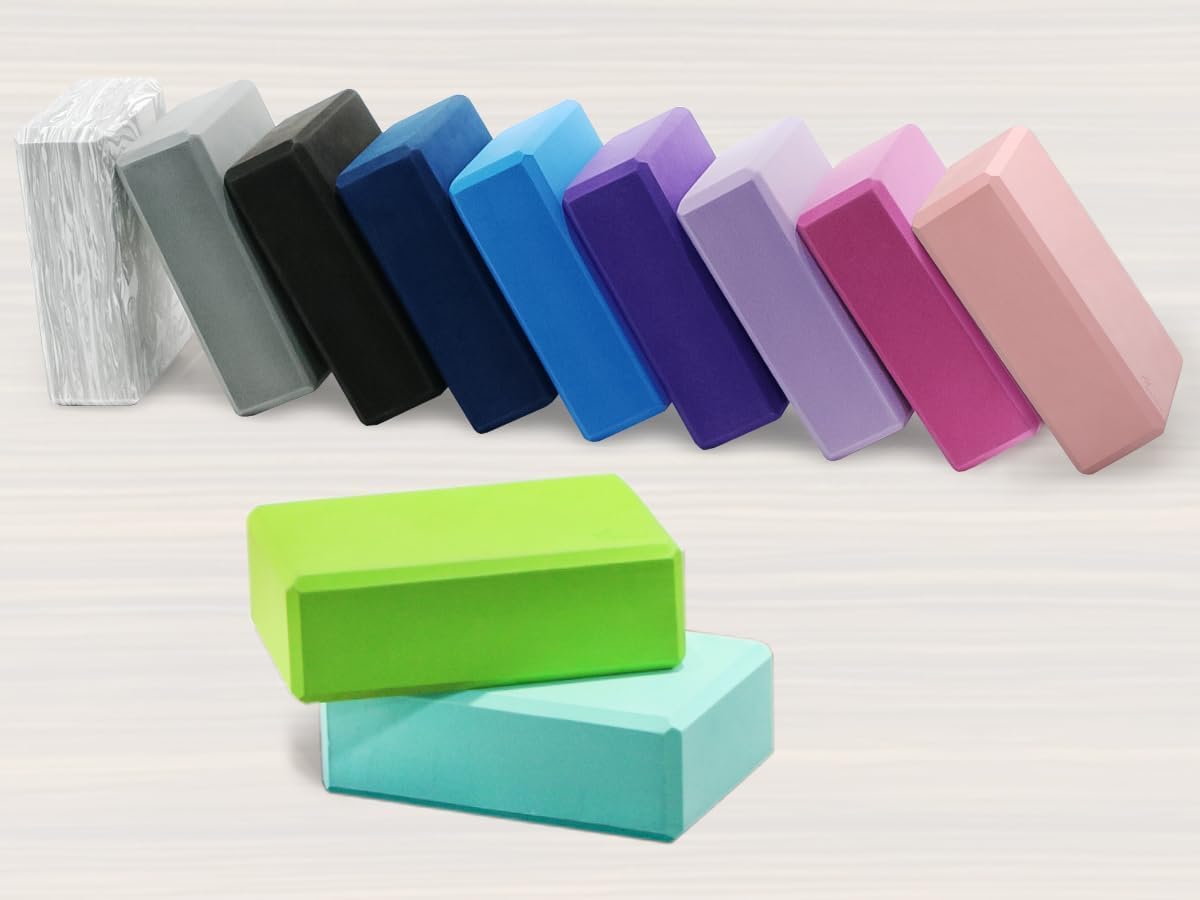 EXERZ Yoga Blocks 2 pack, Gym Blocks, Exercise Workout Fitness Bricks, Pilates Stretch Handstand Non-Slip