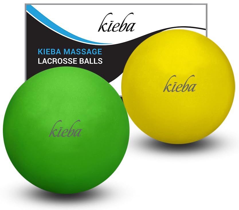 Kieba Massage Lacrosse Balls for Myofascial Release, Trigger Point Therapy, Muscle Knots, and Yoga Therapy. Set of 2 Firm Balls (2 Orange)