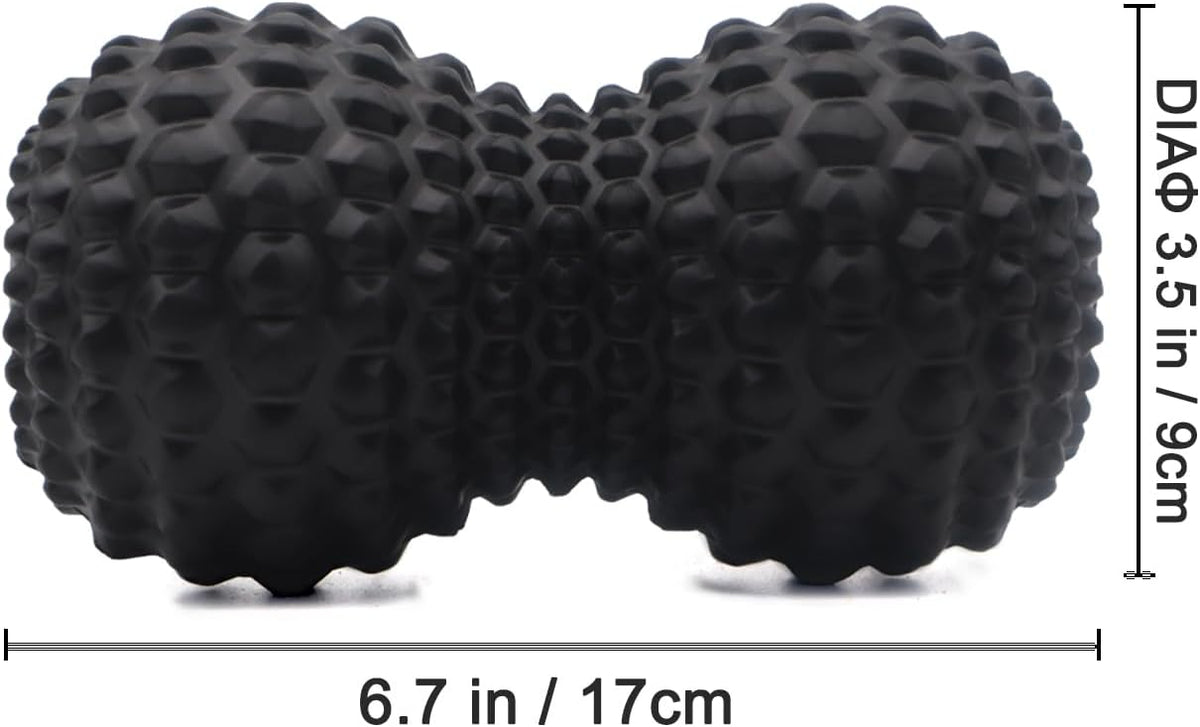 KITWILD Peanut Massage Ball, Double Lacrosse Massage Roller Ball, Black