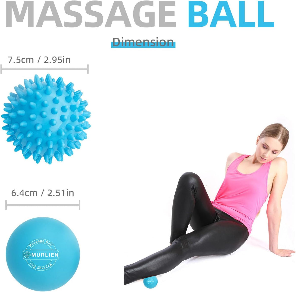 Massage Ball Set, Spiky Ball & Lacrosse Ball for Body Massage, Muscle Relief, Deep Tissue, Myofascial Release, Massager for Neck, Shoulder, Back, Foot or Muscle Tension (Blue)