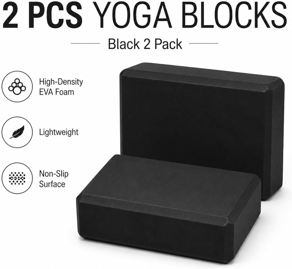EXERZ Yoga Blocks 2 pack, Gym Blocks, Exercise Workout Fitness Bricks, Pilates Stretch Handstand Non-Slip