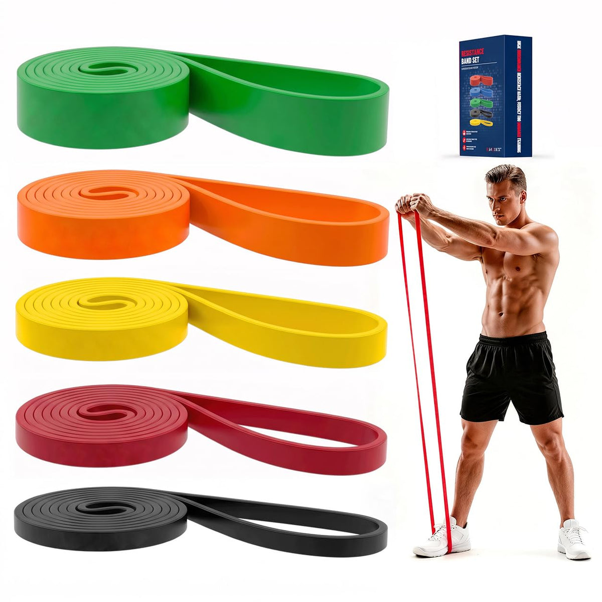 Pull Up Bands, Resistance Bands Set, Exercise Workout Bands for Men & Women, Ideal for Body Stretching, Physical Therapy and Muscle Training