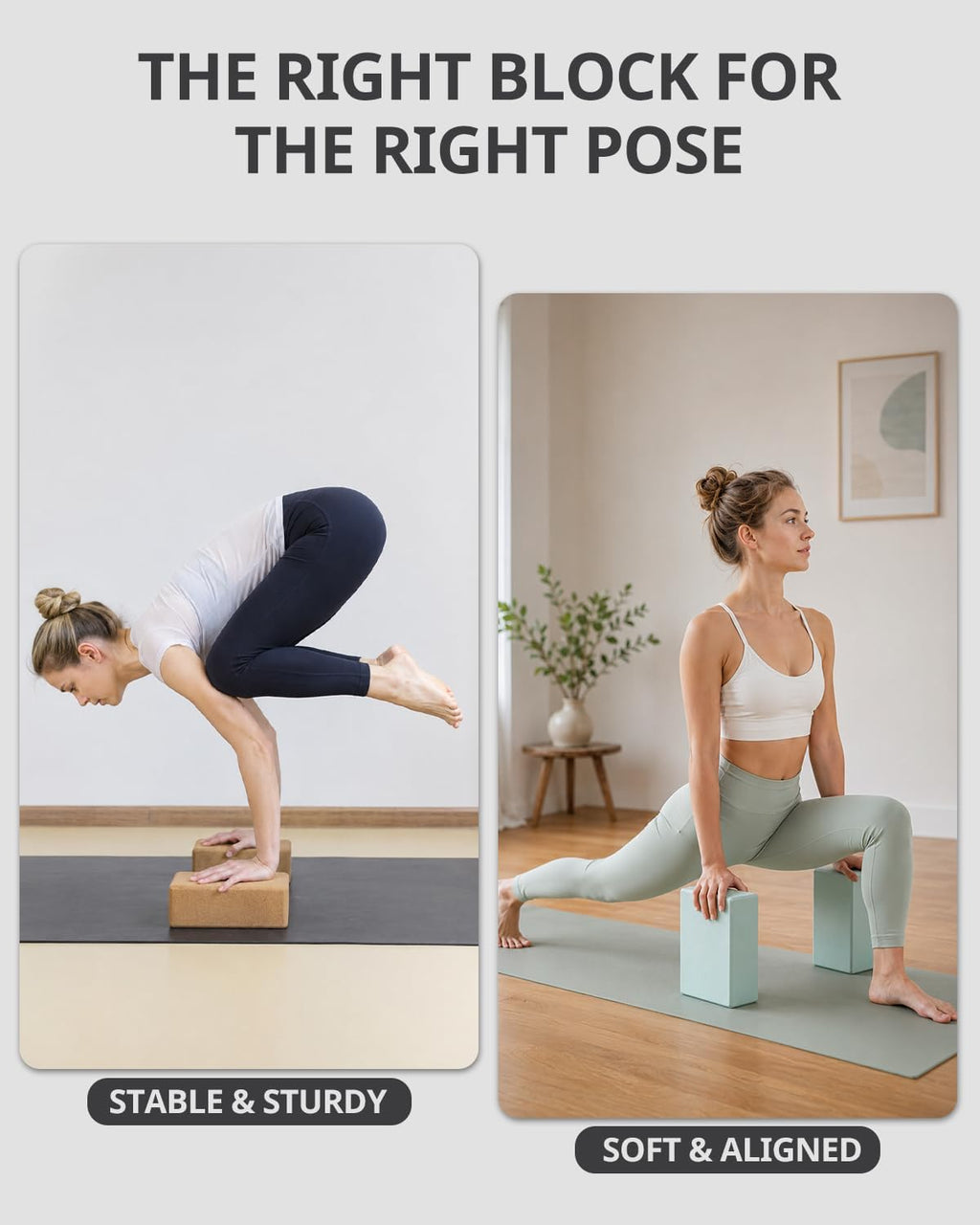 Cork Yoga Blocks 2 Pack,Support for Yoga, Pilates, Stretching