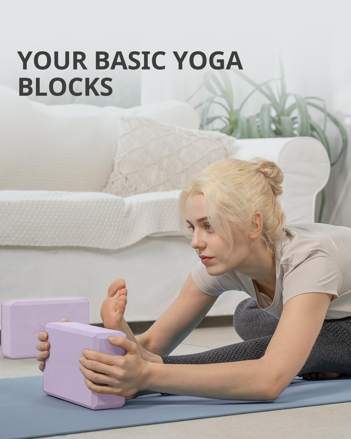 Yoga Blocks 2 Pack with Supportive Non-Slip Foam for Yoga Pilate Stretching