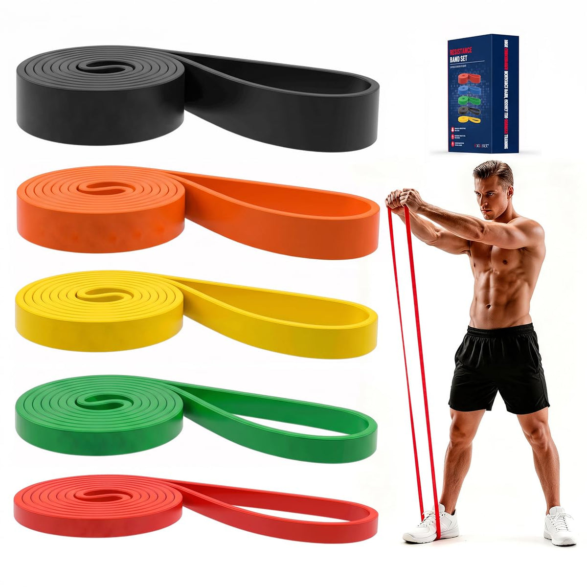 Pull Up Bands, Resistance Bands Set, Exercise Workout Bands for Men & Women, Ideal for Body Stretching, Physical Therapy and Muscle Training