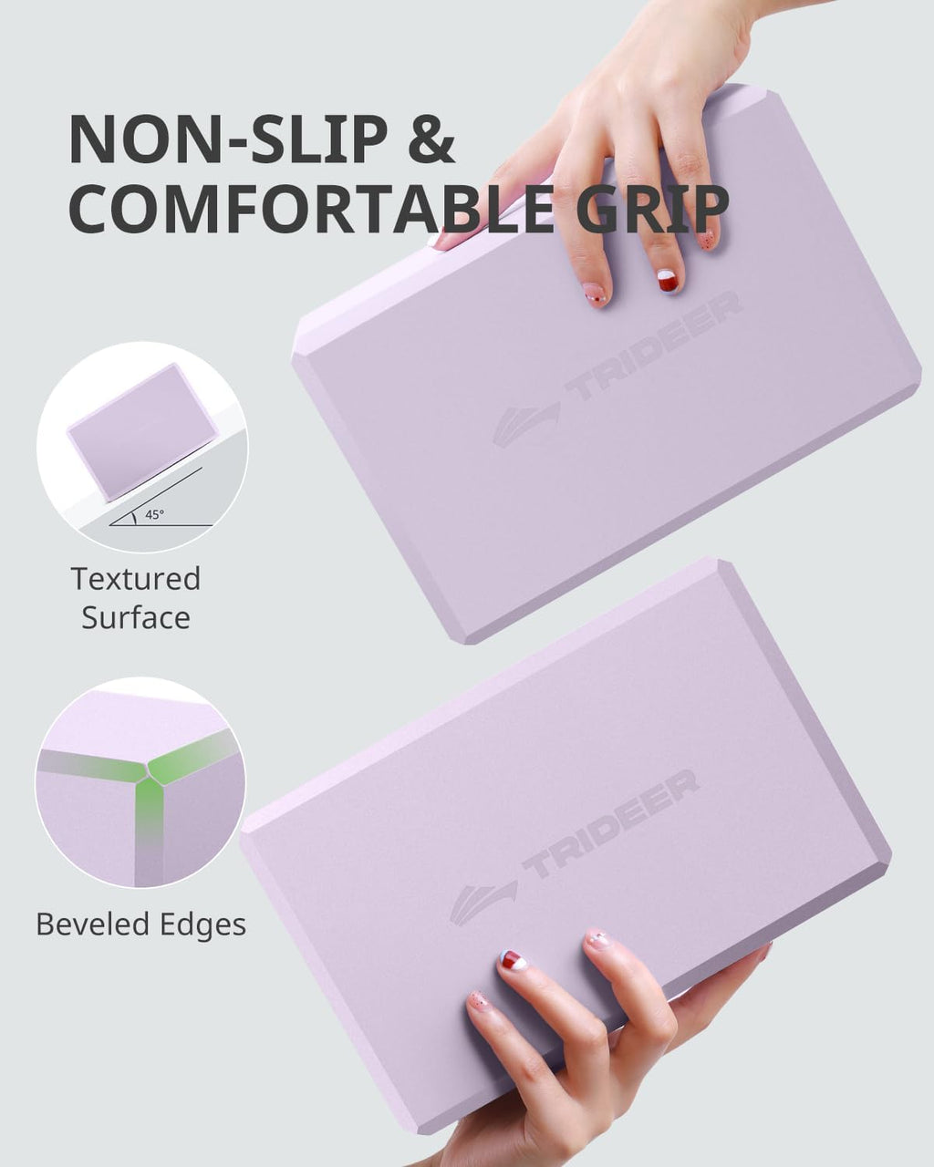 Yoga Blocks 2 Pack with Supportive Non-Slip Foam for Yoga Pilate Stretching
