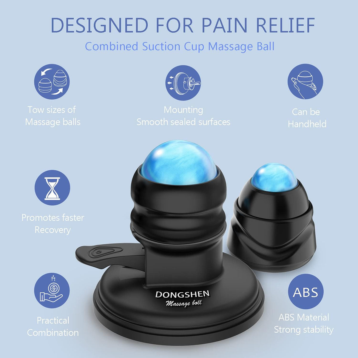 Massage Ball Deep Tissue 2 in 1 Mountable Muscle Massage Roller for Pain Relief, Trigger Point ，Relieve Fascia Muscle Knot and Joint Pain Relax Full Body
