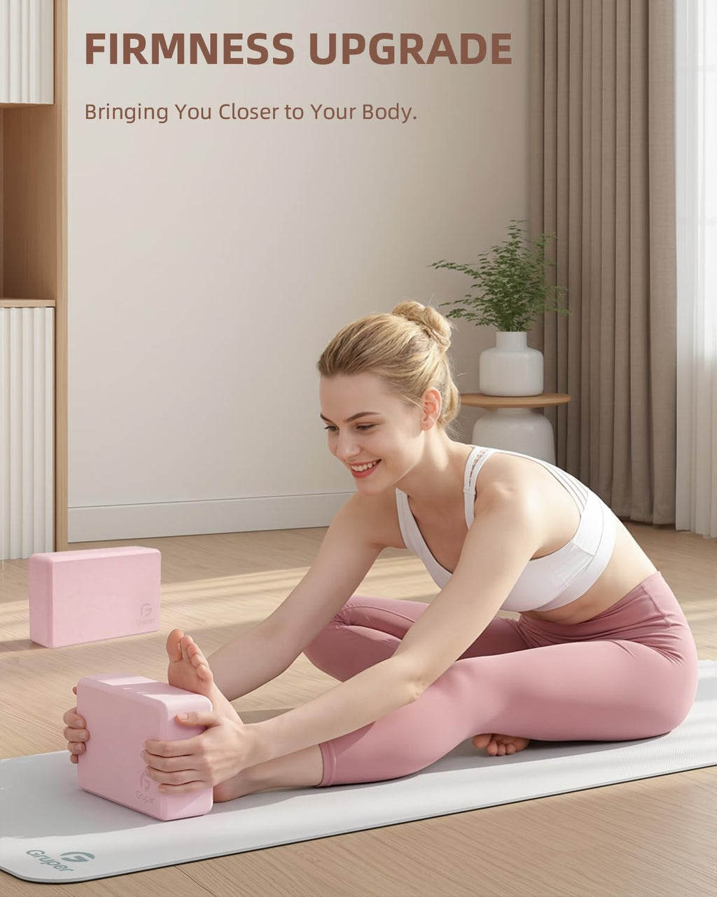 Gruper Yoga Blocks 2 Pack, 9"x6"x3" Exercise Blocks Pilates Blocks