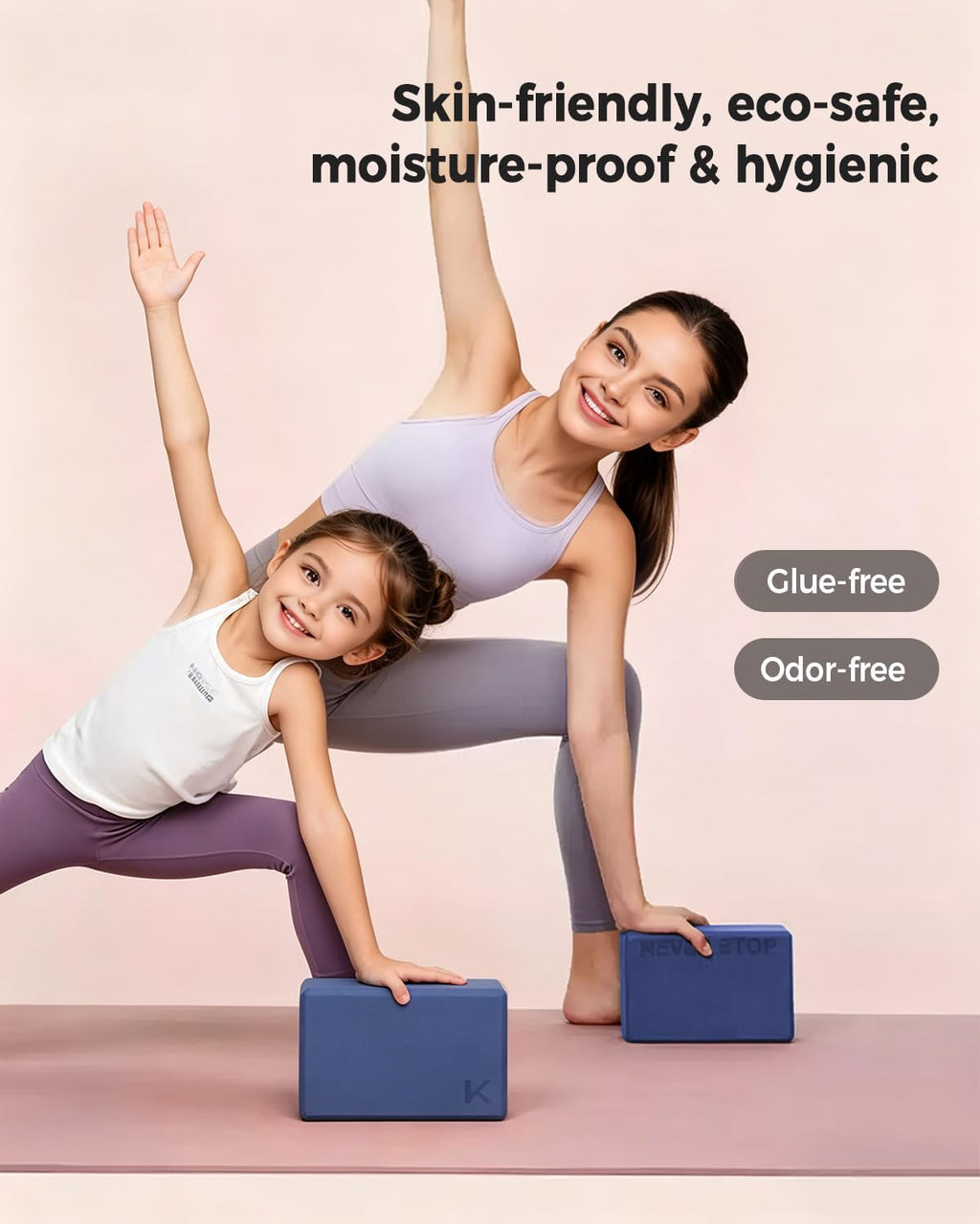 KEEP Yoga Block, High-Density EVA Foam 2 Pack Yoga Block with Non-Slip Textured Surface, Supportive, Lightweight - Ideal for Yoga