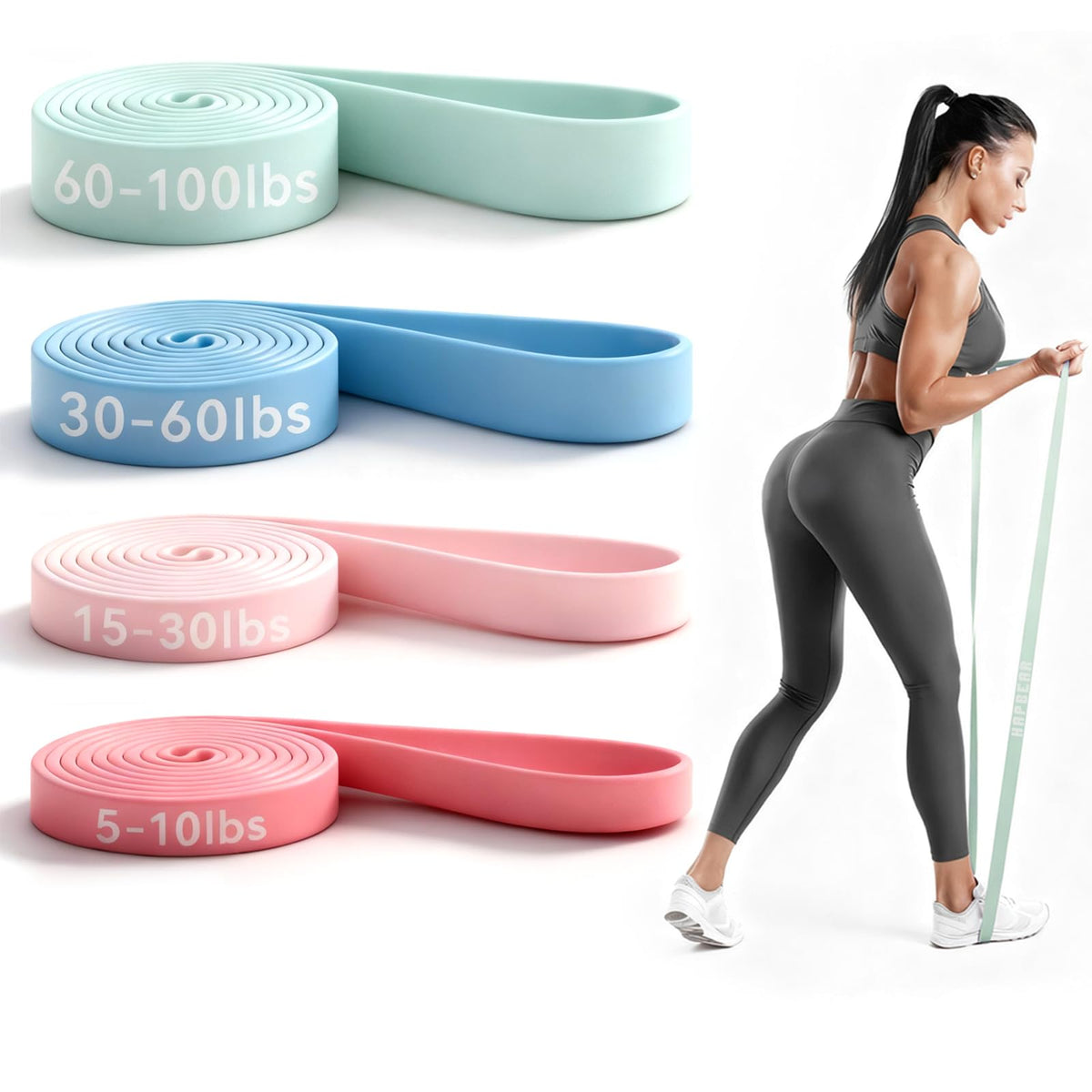 HAPBEAR Pull Up Assistance Bands - Pull Up Bands - Resistance Bands - Exercise Bands Resistance Bands Set of 5 - Workout Bands for Working Out, Stretching, Muscle Training