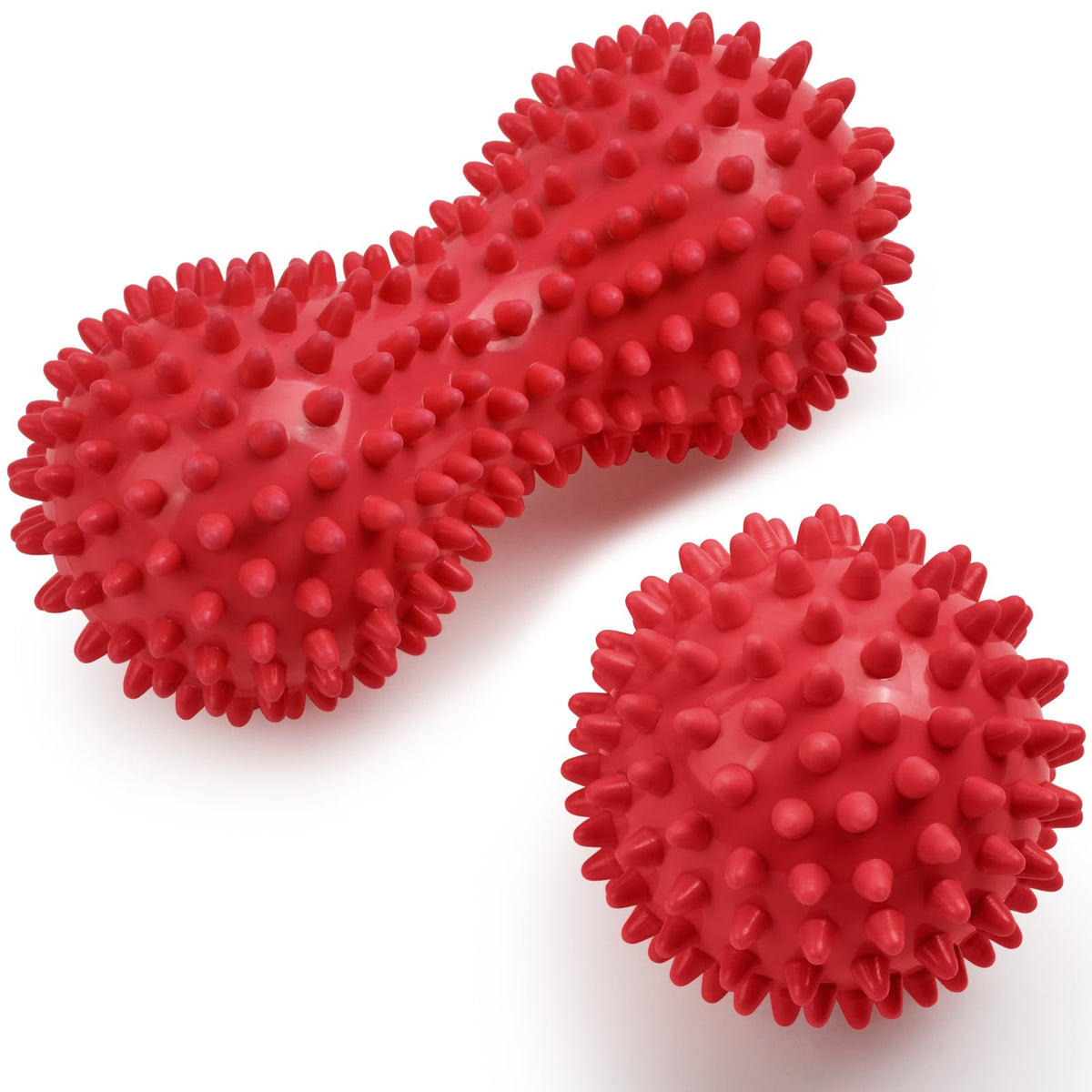 URAQT Spiky Massage Ball Set, 2 Pack Physical Therapy Massage Balls, Hard Lacrosse Ball & Spiky Massage Ball for Myofascial Release and Trigger Point Deep Tissue Massage (Blue)