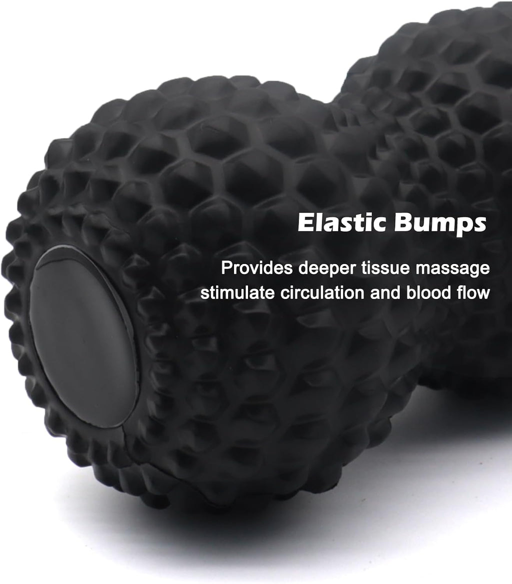 KITWILD Peanut Massage Ball, Double Lacrosse Massage Roller Ball, Black