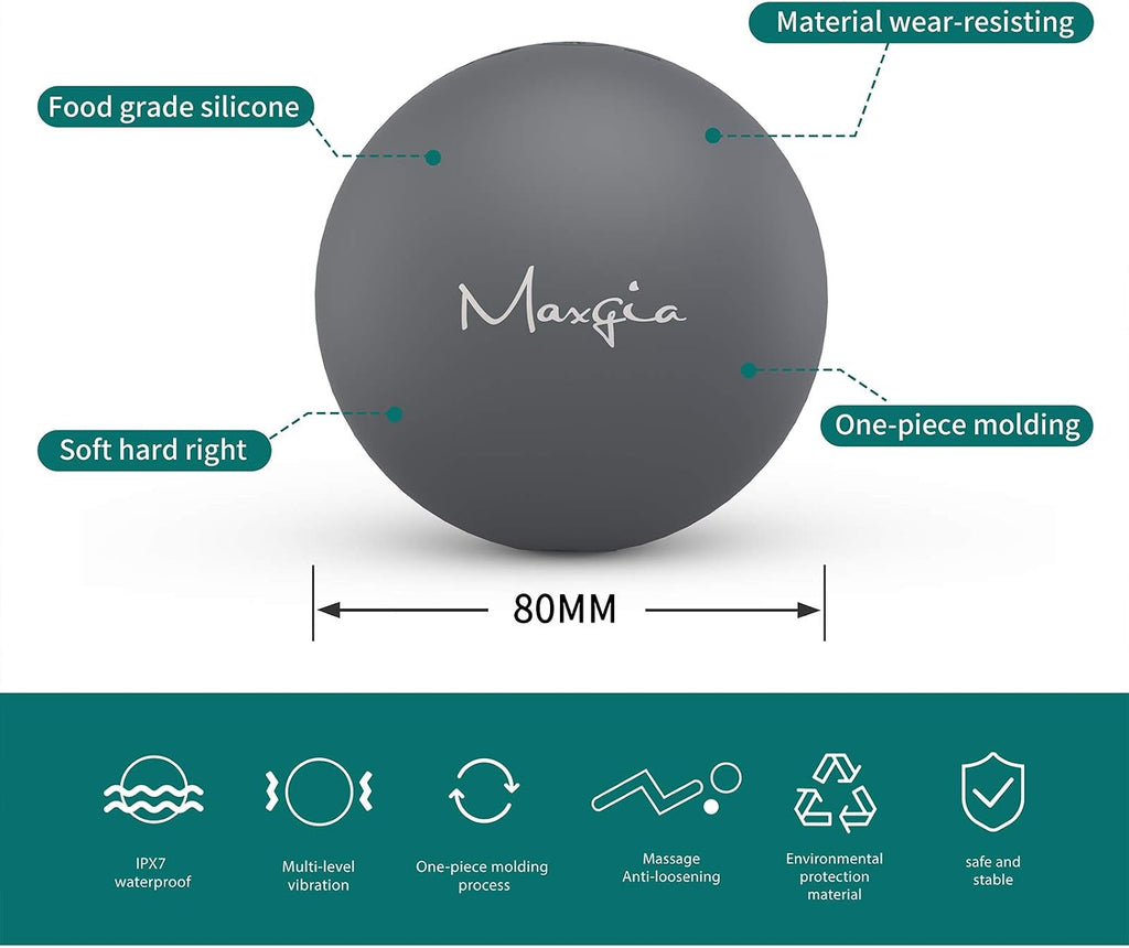 3" Single Massage Ball, 5 Speeds Vibrating Massage Ball Roller for Trigger Point Therapy, Deep Tissue Massager for Back, Neck, Foot, Myofascial Release, Pain Relief, Muscle Recovery (Gray)
