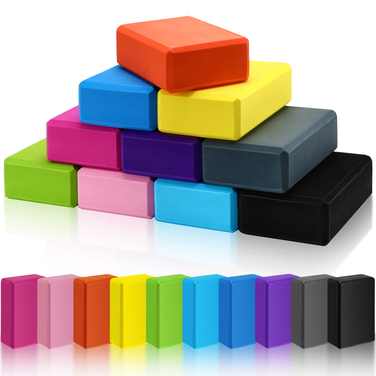 10 Pcs Foam EVA Yoga Blocks Lightweight Non Slip Supportive Yoga Bricks for Pilates Stretching and Meditation, Women Men Yogi Beginners