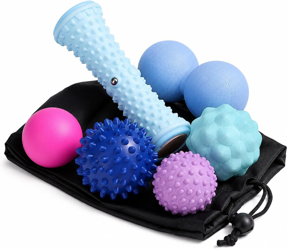 6Pcs Massage Ball Set with Peanut Ball, Spiky Ball, Lacrosse Ball