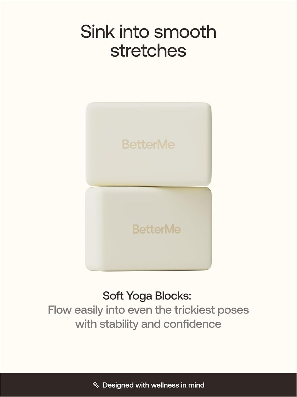 BetterMe Yoga Blocks Set of 2 – High Density Foam Yoga Blocks for Stretching, Pilates & Workouts – Lightweight Non-Slip Exercise Blocks for Flexibility & Balance