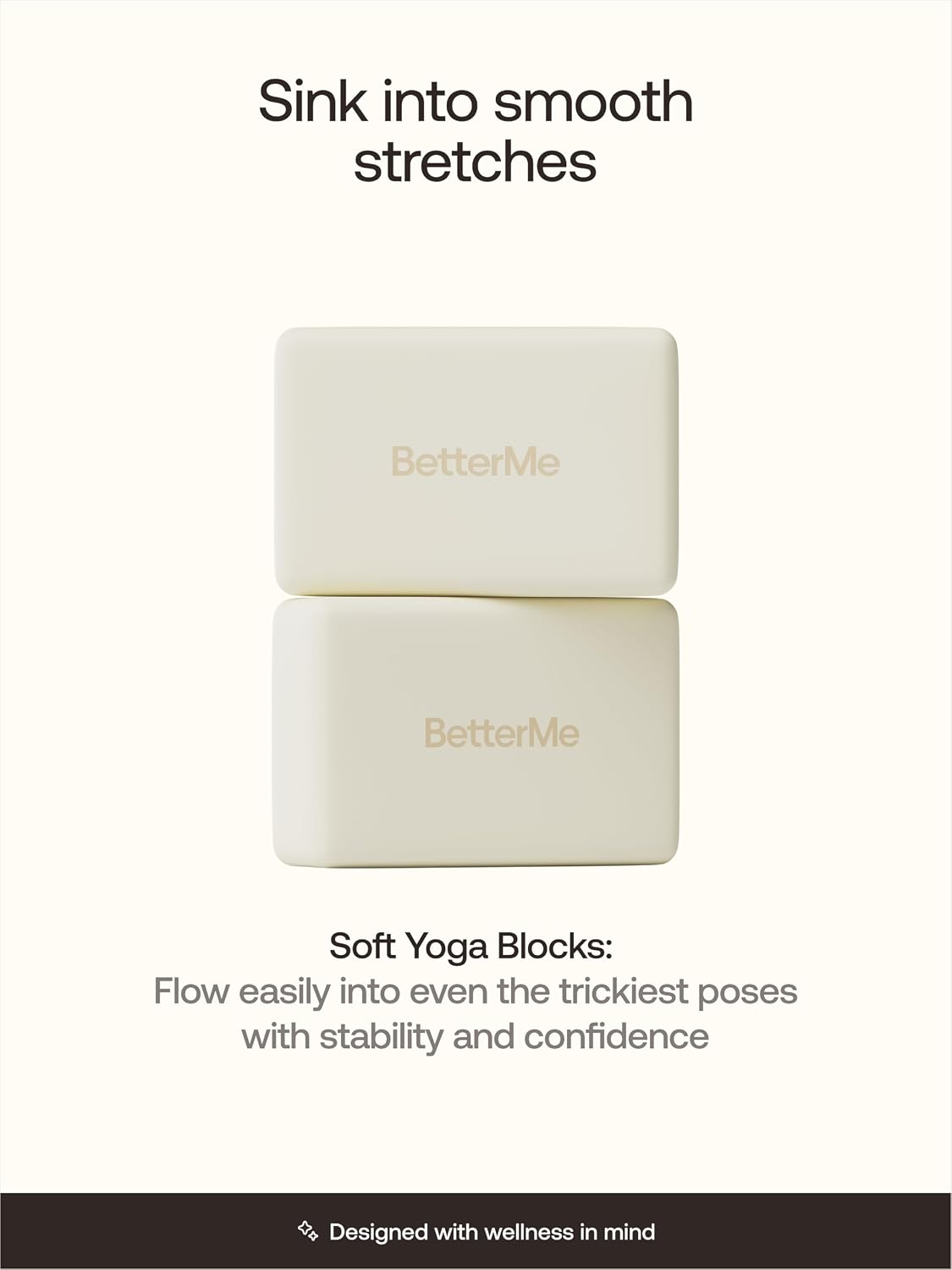 BetterMe Yoga Blocks Set of 2 – High Density Foam Yoga Blocks for Stretching, Pilates & Workouts – Lightweight Non-Slip Exercise Blocks for Flexibility & Balance