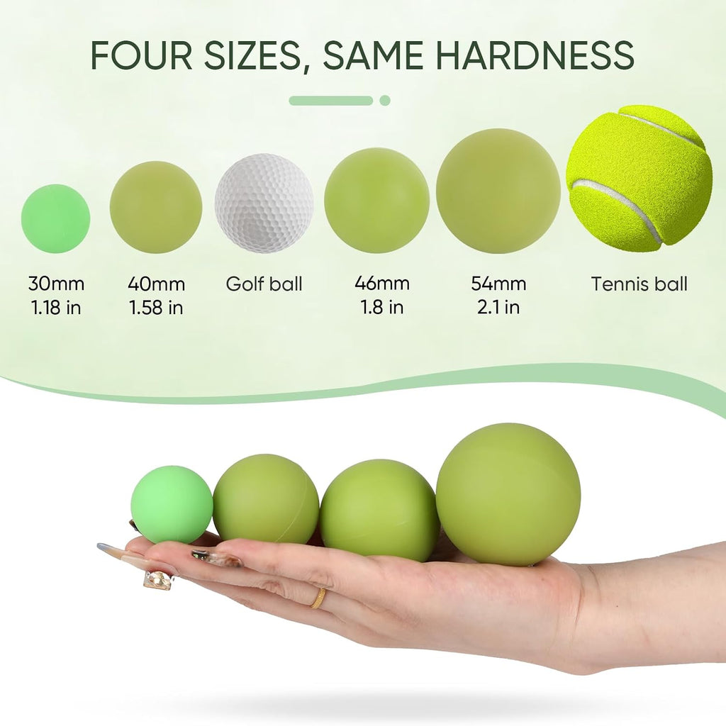 Firm Massage Lacrosse Ball Set, 4 Sizes for Myofascial Release