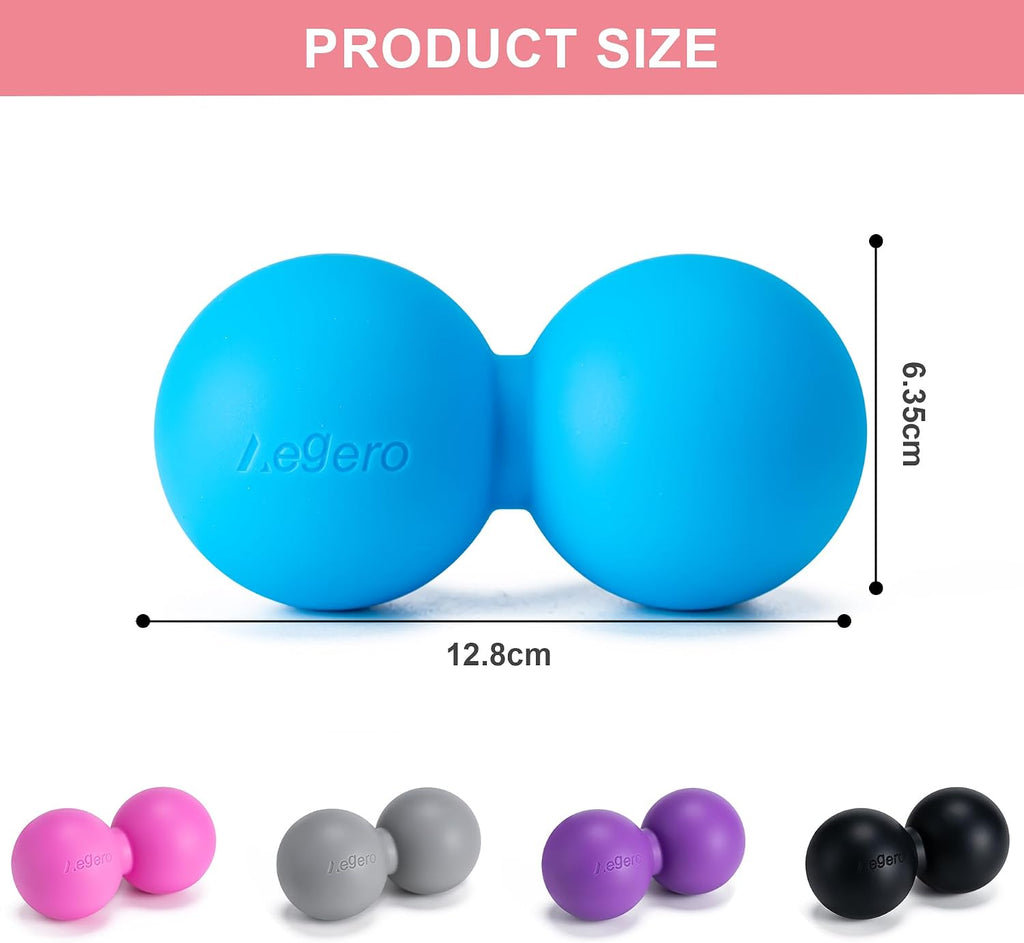 Aegero Peanut Massage Ball-Double Lacrosse Massage Ball (Blue Firm Ball)
