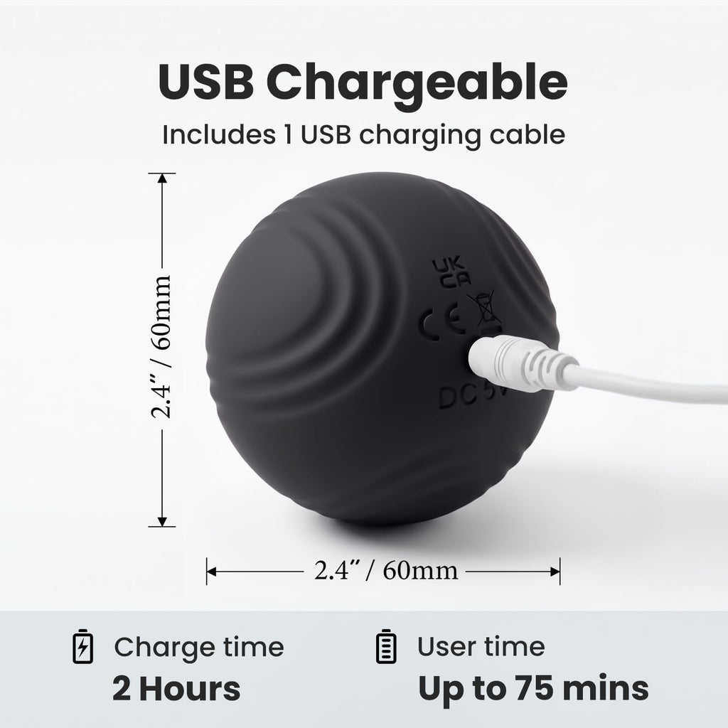 OCEANSUN Electric Mini Massage Ball, Yoga Massage Roller for Palm, Hand, Foot, Leg, Neck, Back, Multi-Directional Massage Ball (Black)