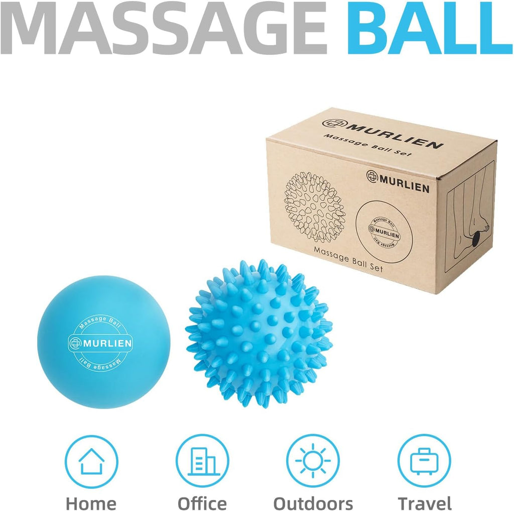 Massage Ball Set, Spiky Ball & Lacrosse Ball for Body Massage, Muscle Relief, Deep Tissue, Myofascial Release, Massager for Neck, Shoulder, Back, Foot or Muscle Tension (Blue)