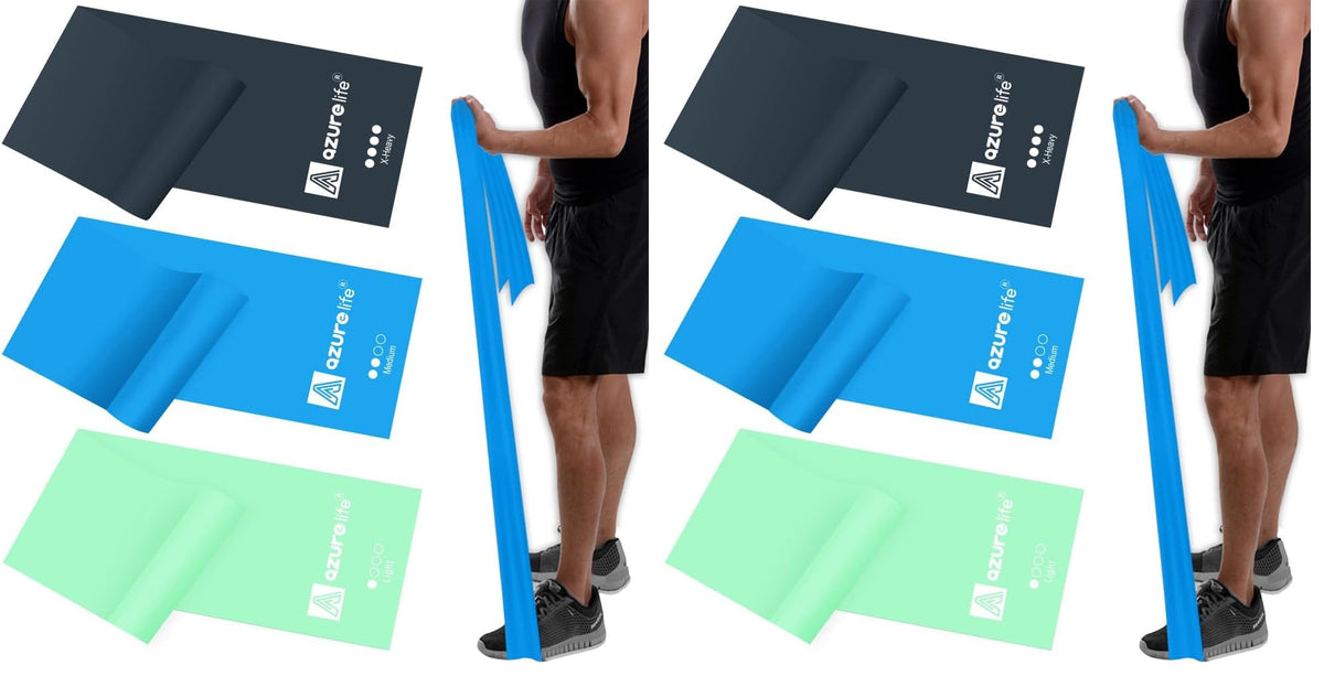 A AZURELIFE Resistance Bands,Professional Long Non-Latex Elastic Stretch Bands,Exercise Bands for Physical Therapy, Yoga, Pilates, Rehab, at-Home or The Gym Workouts, Strength Training
