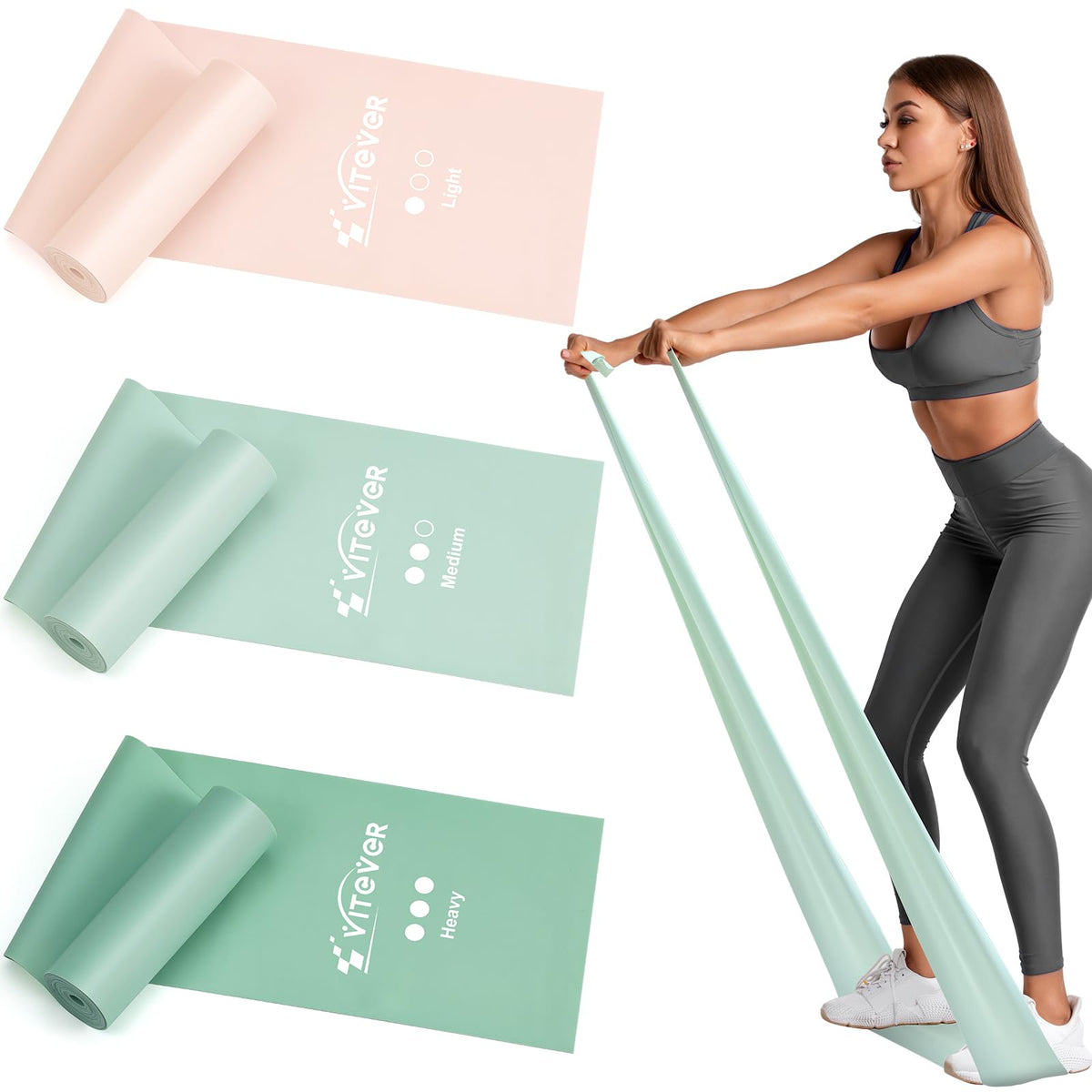 Stretch Bands for Exercise, Resistance Bands for Working Out, Exercise Bands for Physical Therapy, Pilates, Rehab, Stretch, Strength Training and Yoga Starter Set