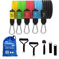 Bodylastics Patented Basic Series Resistance Band Set - Resistance Bands with Snap Reduction Tech, 2 Handles, 2 Ankle Straps, 1 Door Anchor & 1 Carry Bag