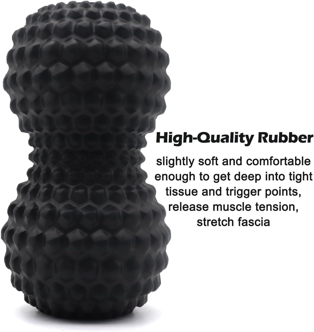 KITWILD Peanut Massage Ball, Double Lacrosse Massage Roller Ball, Black