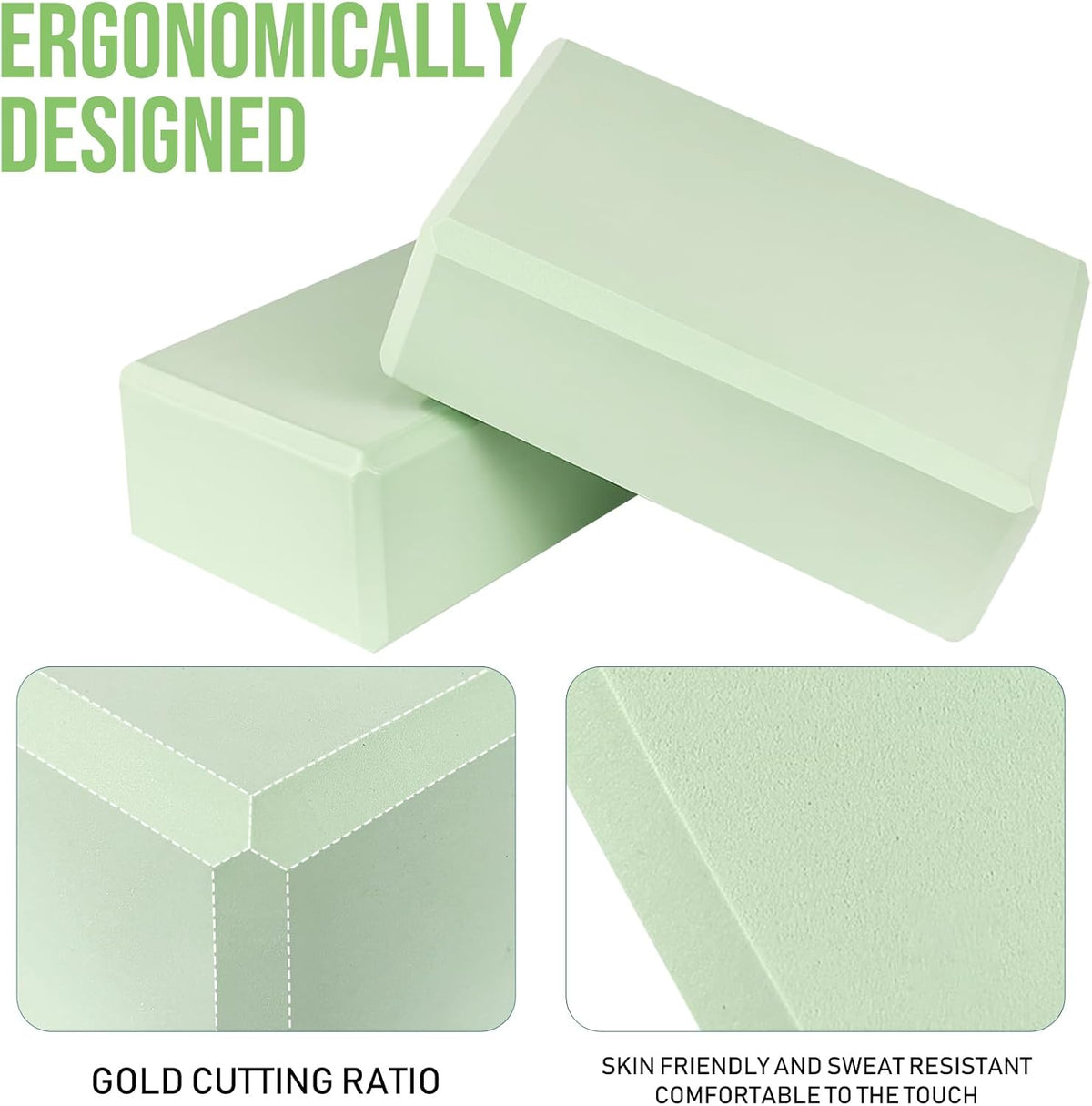 9"x6"x3" Yoga Block, 2 Pcs Soft Non-Slip Foam Blocks Supportive
