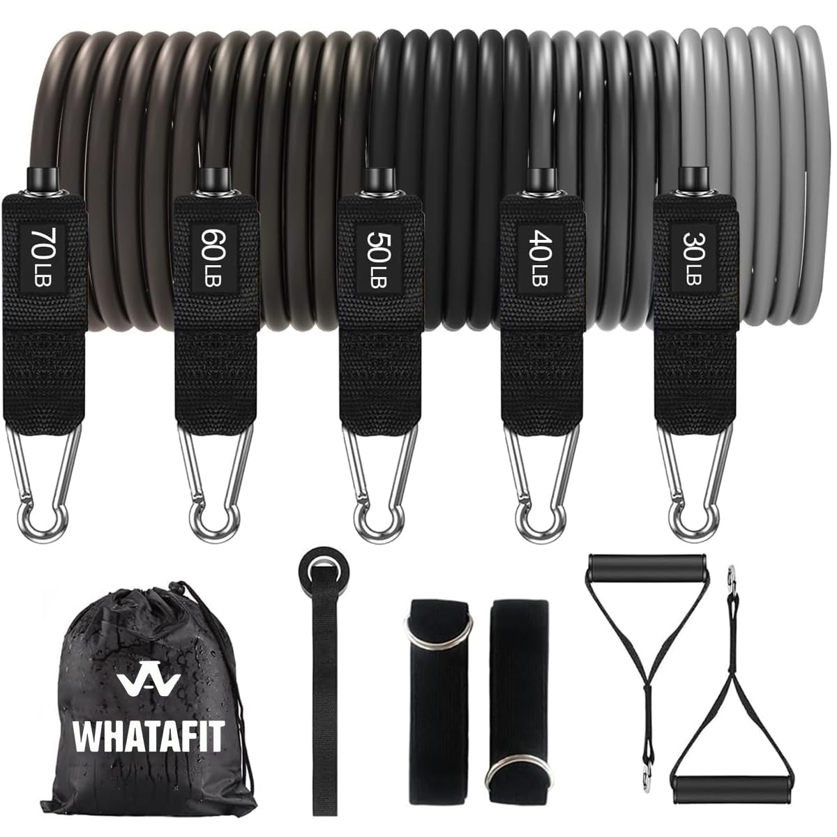 WHATAFIT Resistance Bands with Handles, 150 lb Exercise Bands Set