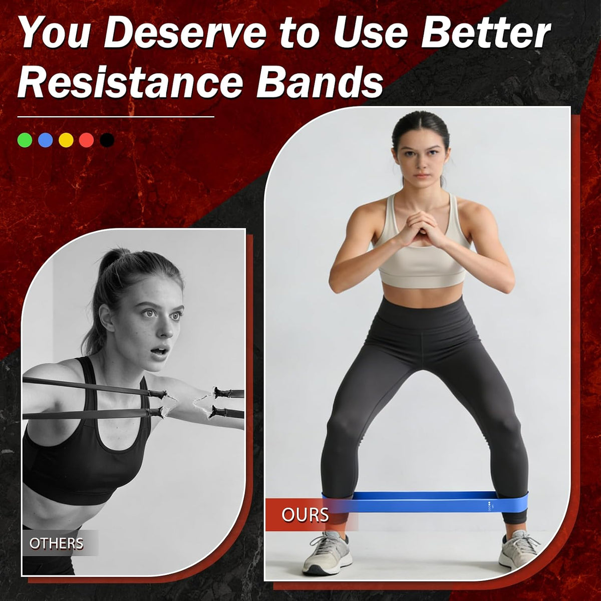 Resistance Bands for Working Out, 5 Levels Exercise Bands Set