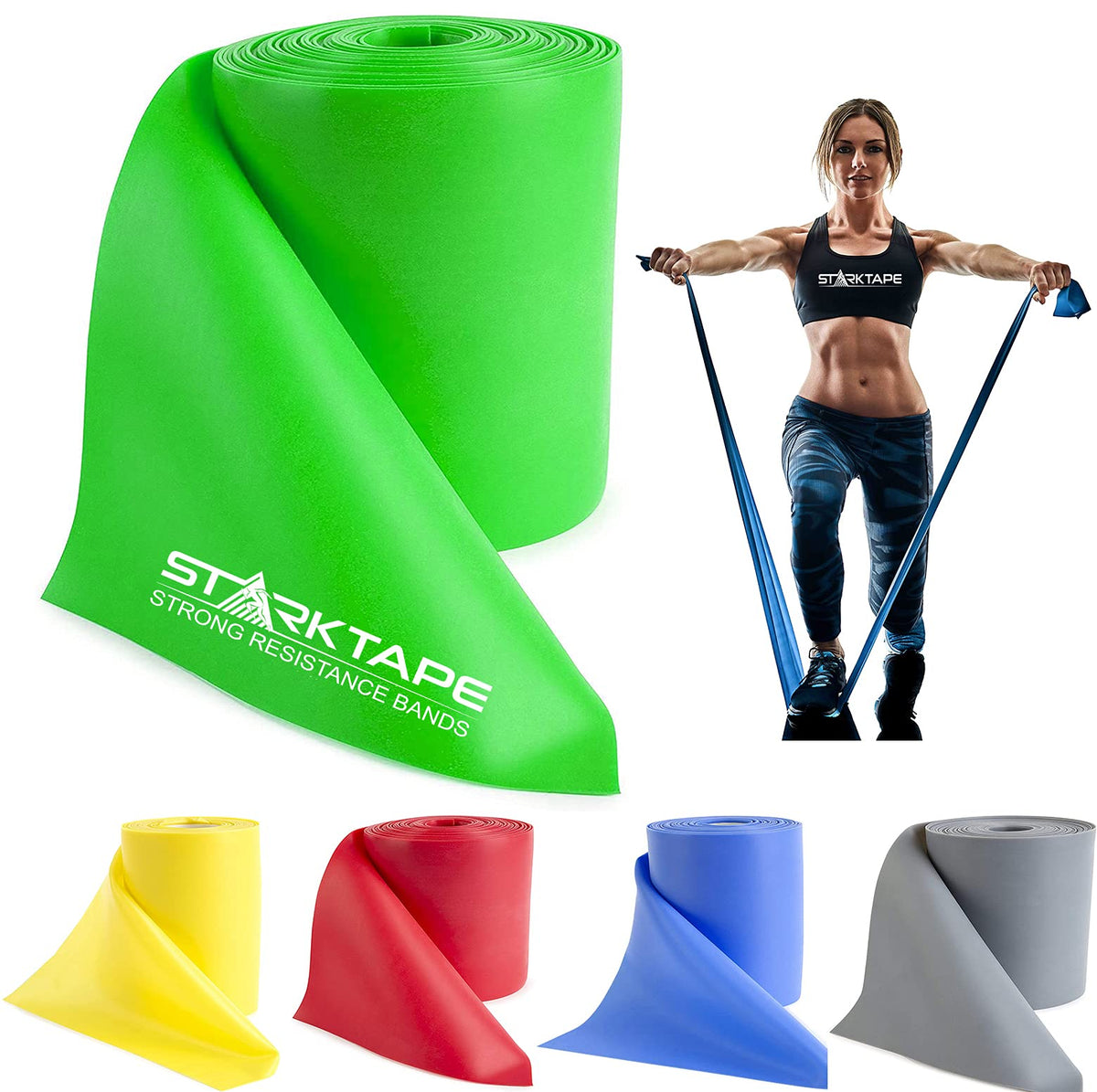 Resistance Bands Professional 8,16, 25, 50 Yards Bulk Rolls. Latex-Free Elastic Physical Therapy Band. No Scent, No Powder - Perfect for Home Exercise, Yoga, Pilates, Gym, Rehab, Workout