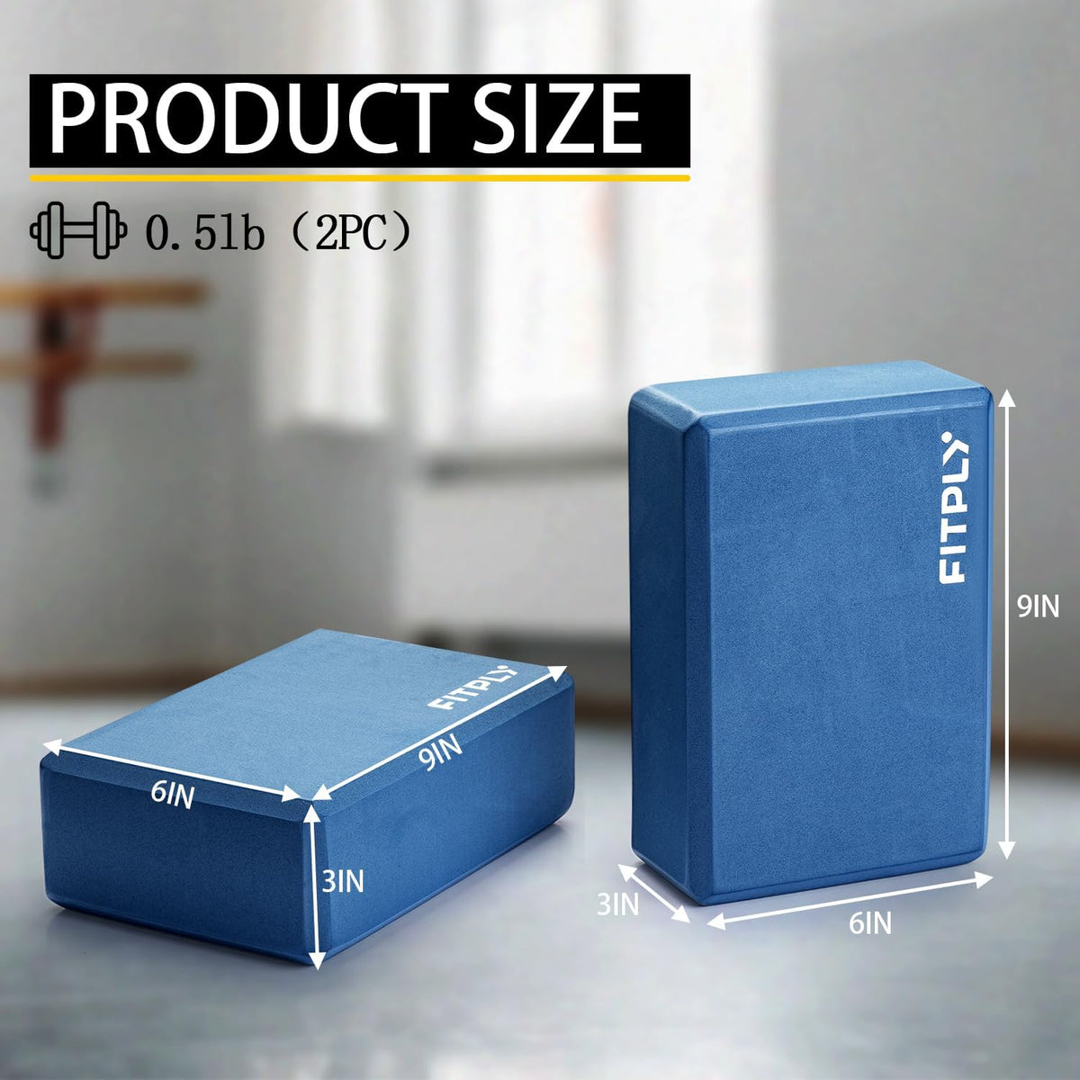 Yoga Blocks 2 Pack - Non-Slip Yoga Brick & Foam Blocks Yoga Set, High-Density Pilates Block for Stretching, Meditation, and Exercise Blocks Foam, Ideal for Deep Poses