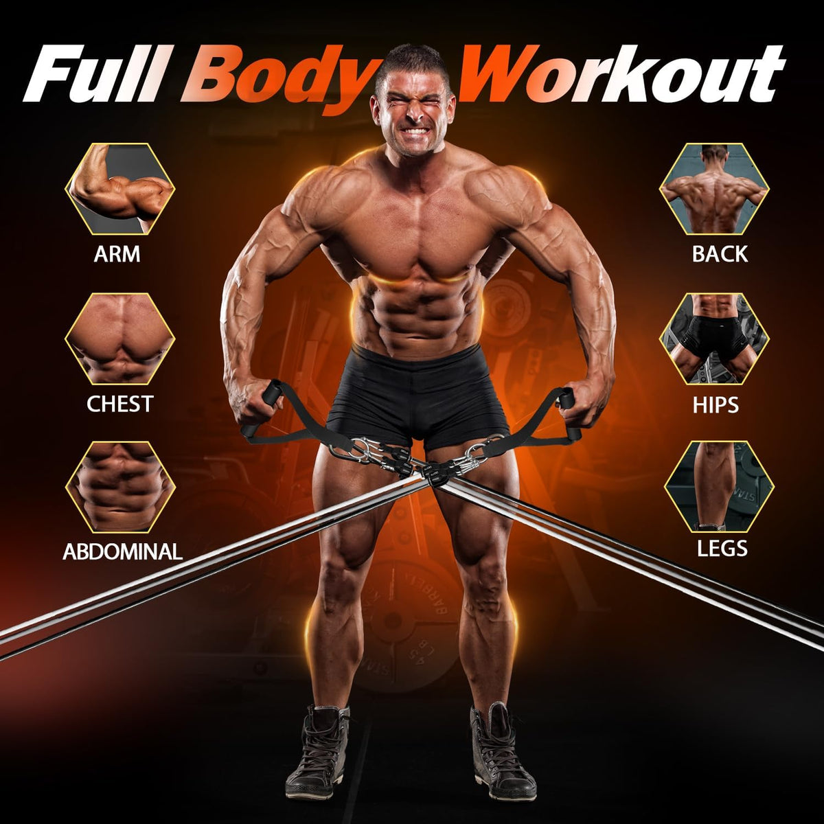 WHATAFIT Resistance Bands with Handles, 150 lb Exercise Bands Set