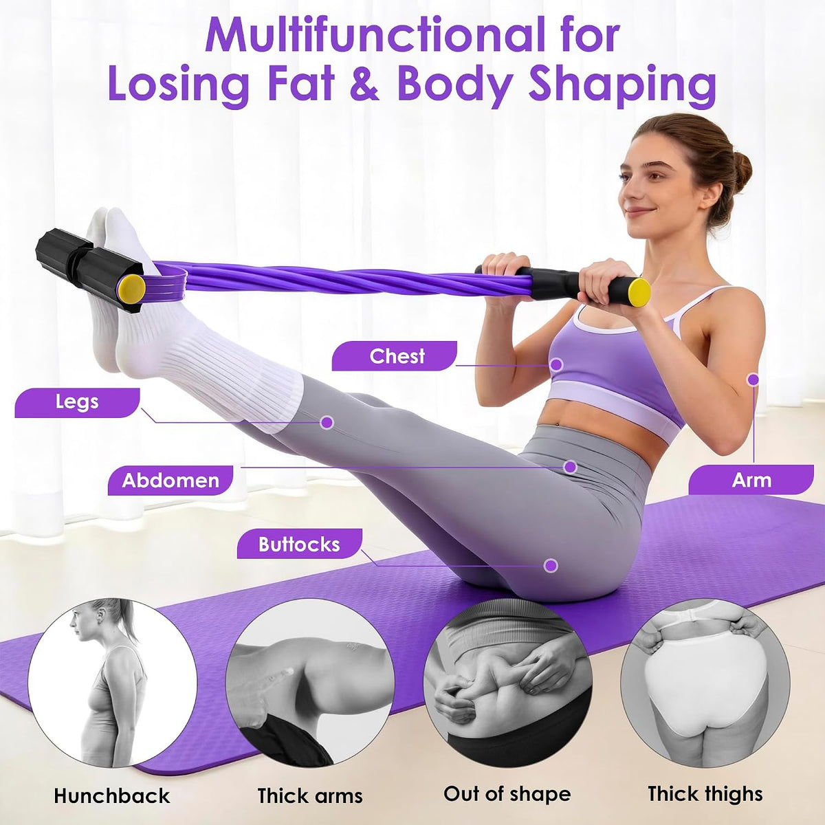 Pedal Resistance Band with Handle, Foot Pedal Resistance Band for Women, Multifunction Exercise Bands for Home Gym Full Body & Working Out