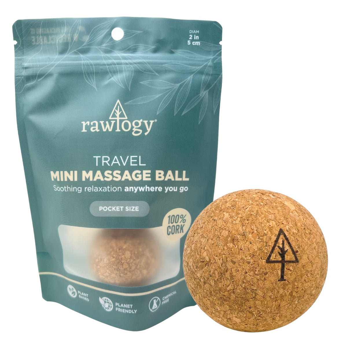 Travel Cork Massage Ball | Lightweight, Sustainable Alternative to Lacrosse Ball for Muscle Pain Relief (2.5 Inch (Pack of 1), Sanded Cork)