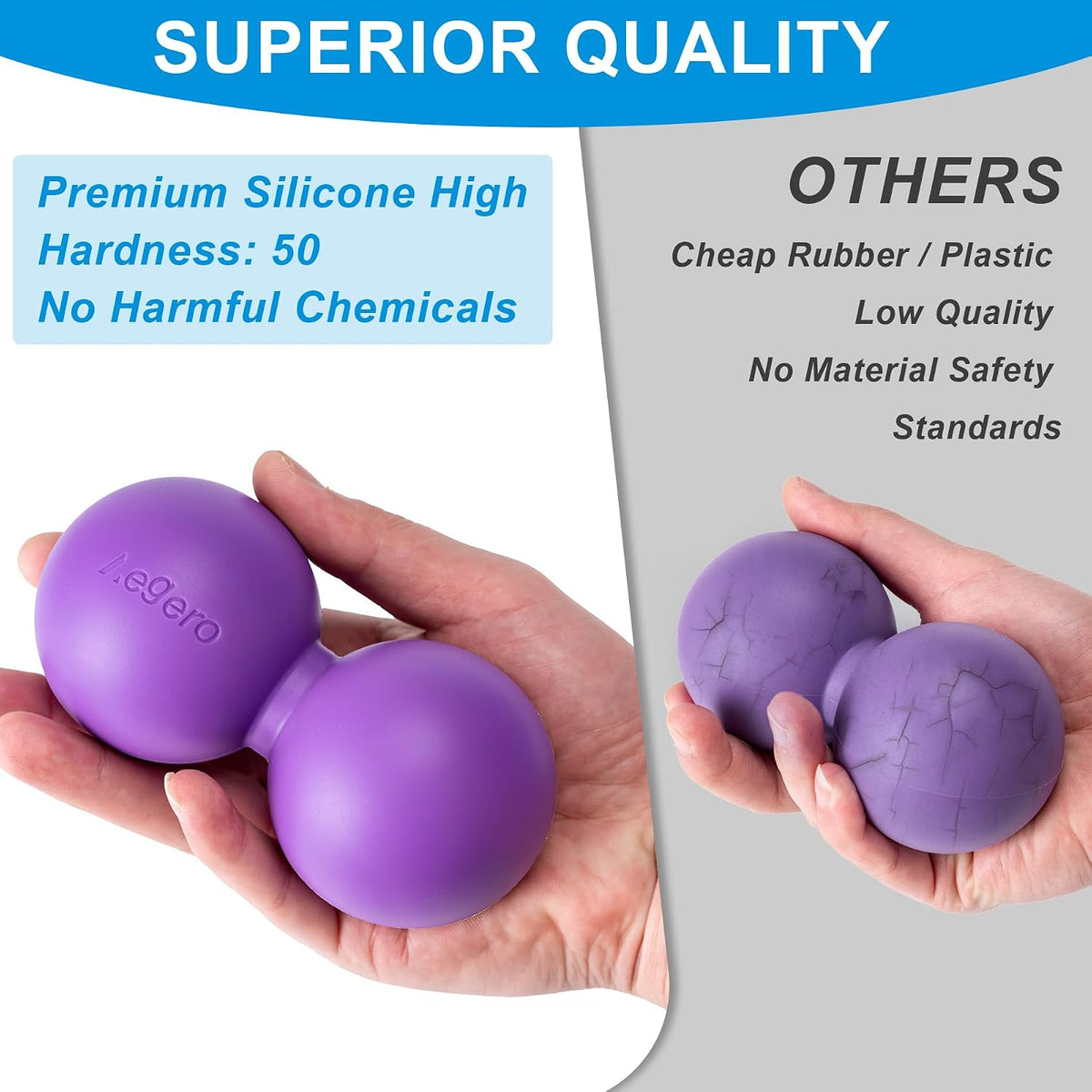 Aegero Peanut Massage Ball-Double Lacrosse Massage Ball (Blue Firm Ball)
