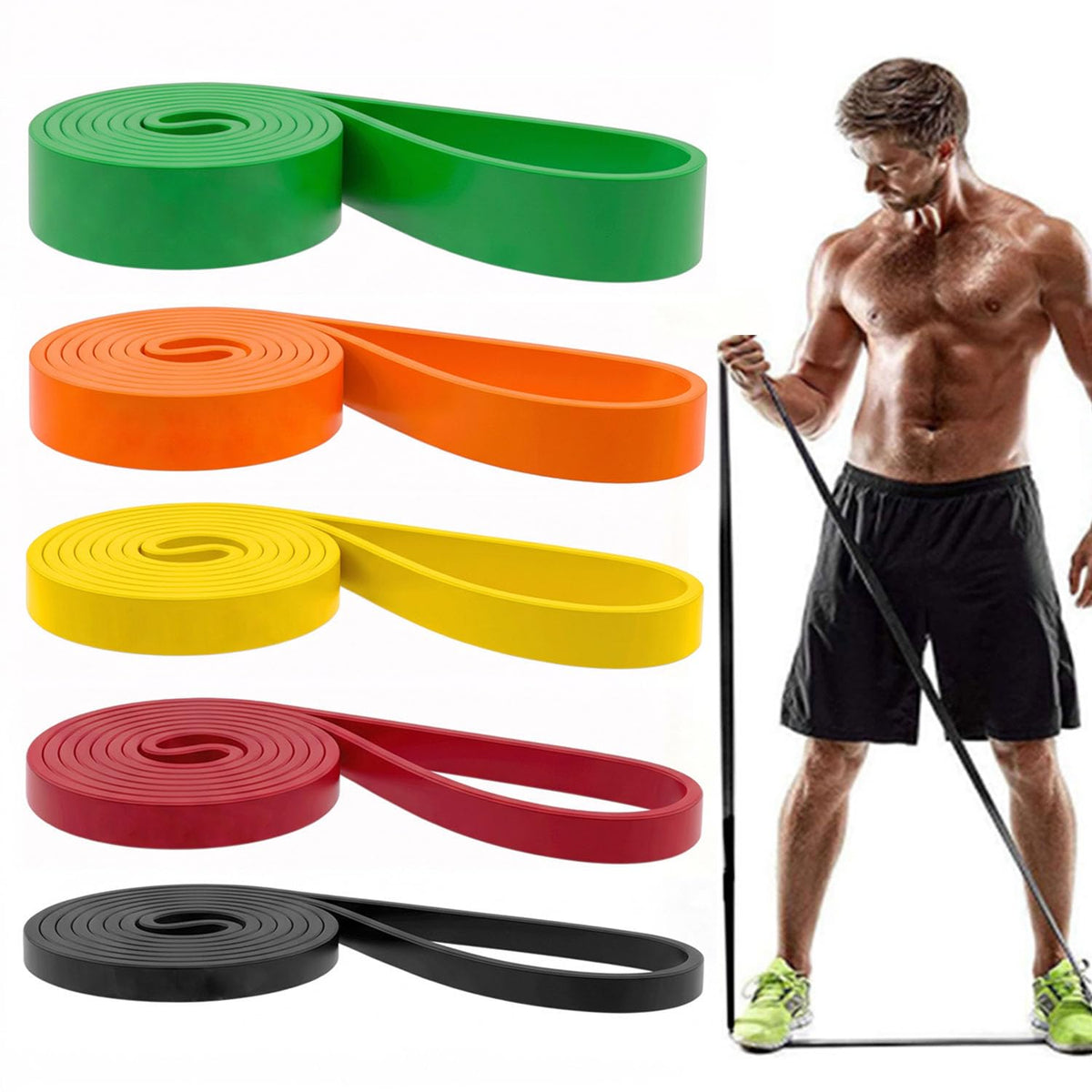 Resistance Bands, Pull Up Assist Bands - Workout Bands, Eexercise Bands, Long Resistance Bands Set for Working Out, Fitness, Training, Physical Therapy for Men Women
