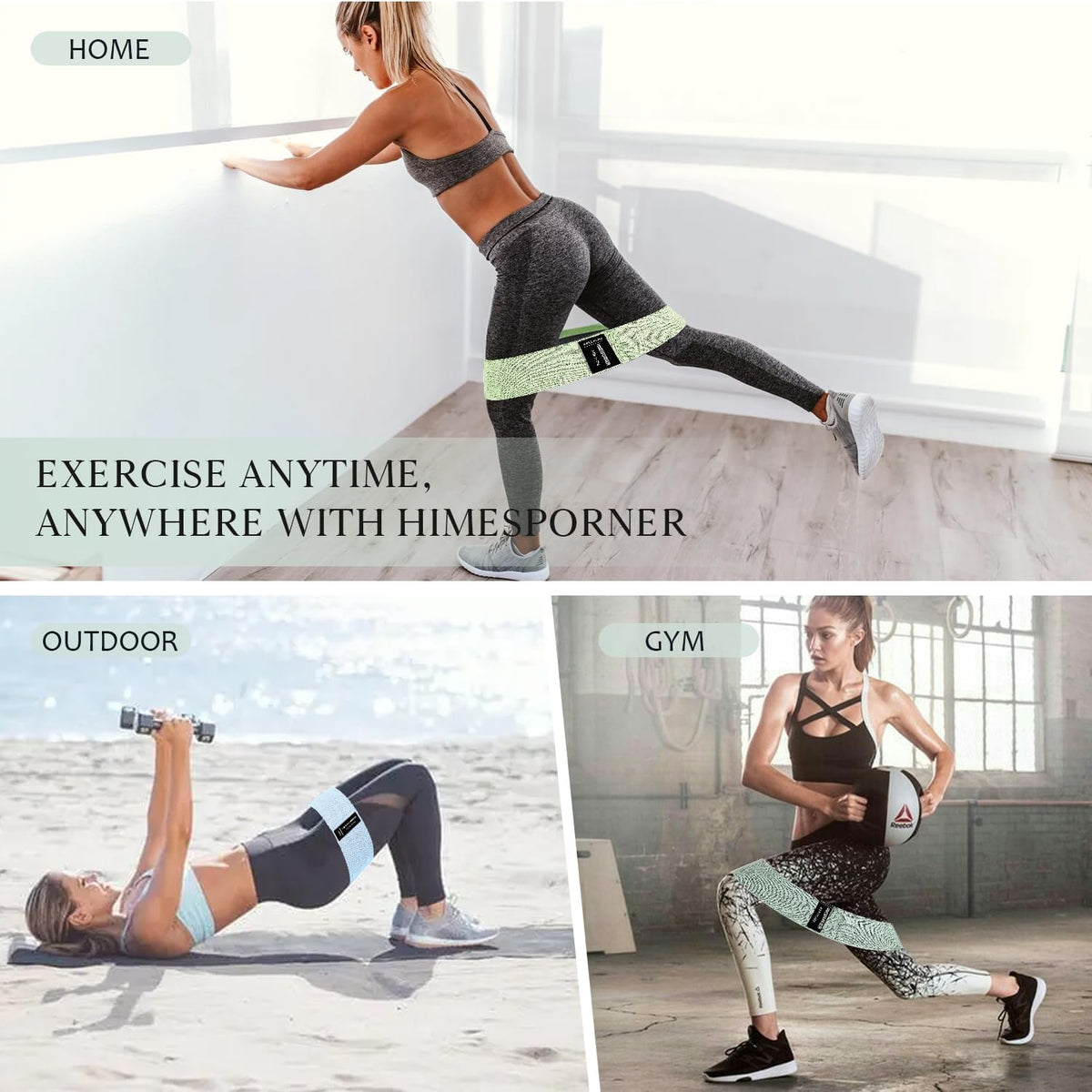 HIMESPORNER Wide Fabric Resistance Bands for Working Out 3 Level