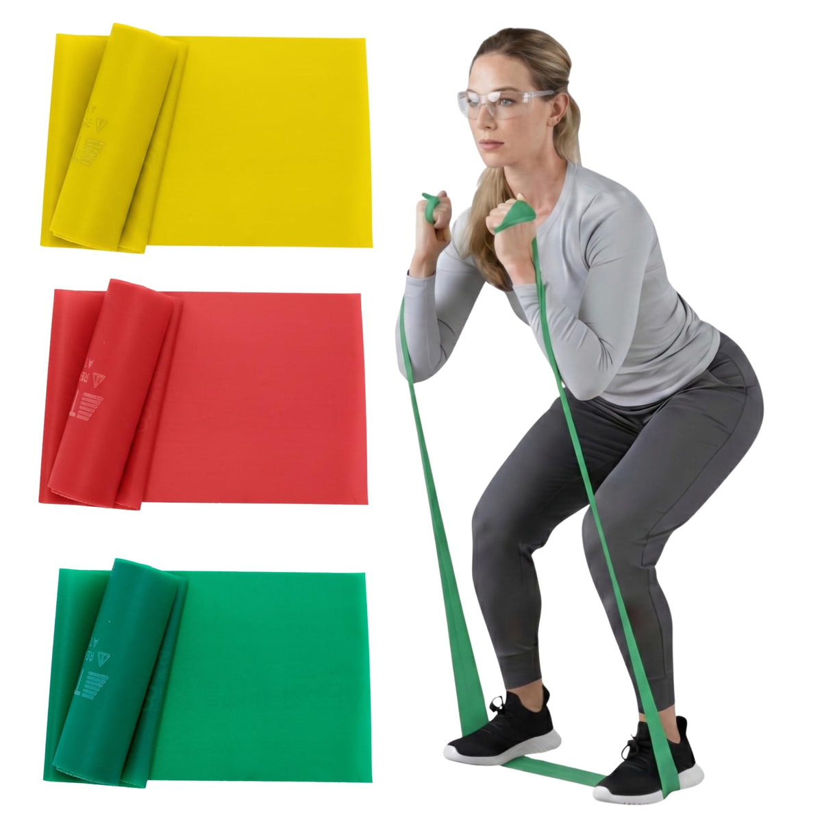 THERABAND Resistance Bands Set, Elastic Bands for Exercise & Physical Therapy, Strength Training for Upper & Lower Body Fitness