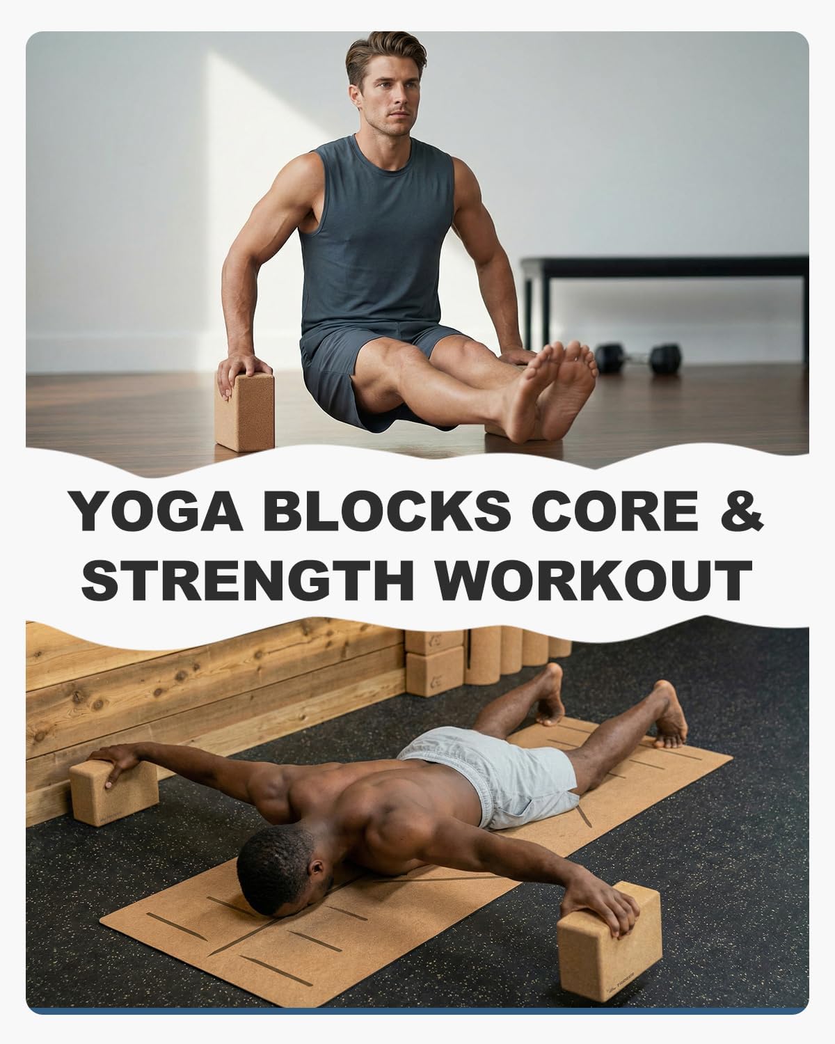 Cork Yoga Blocks 2 Pack,Support for Yoga, Pilates, Stretching