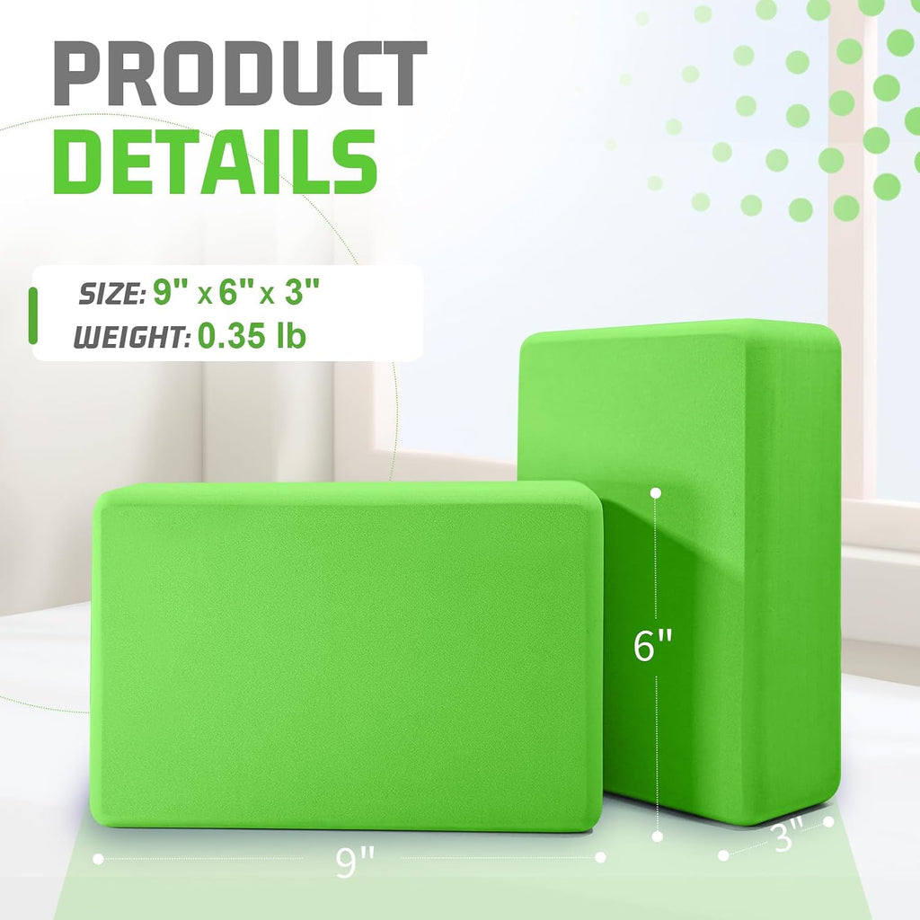 biguphate 2 Pack Yoga Blocks, 3"x6"x9" Rounded Edges Non-Slip, Yoha Bricks