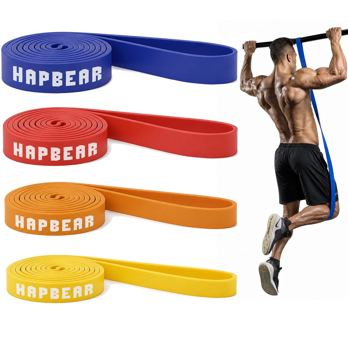 HAPBEAR Pull Up Assistance Bands - Pull Up Bands - Resistance Bands - Exercise Bands Resistance Bands Set of 5 - Workout Bands for Working Out, Stretching, Muscle Training