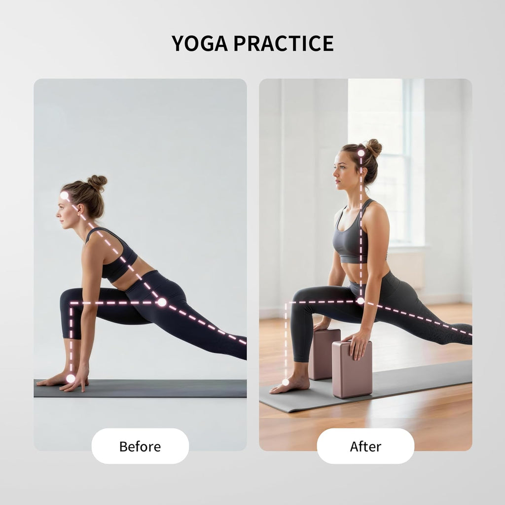 PROIRON Yoga Blocks, 2 Pack Supportive High Density Premium Eva Foam, Soft Non-Slip Surface with Curved Edges Stretch Blocks For Yoga, Pilates, Stretching