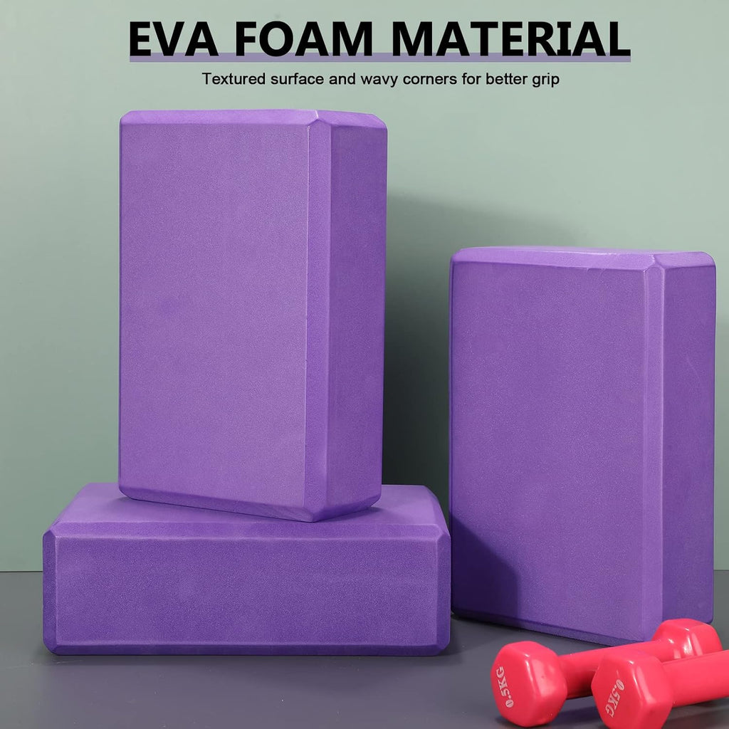 Lenwen 30 Pcs Purple Yoga Blocks Bulk 9'' x 6'' x 3'', EVA Foam Blocks
