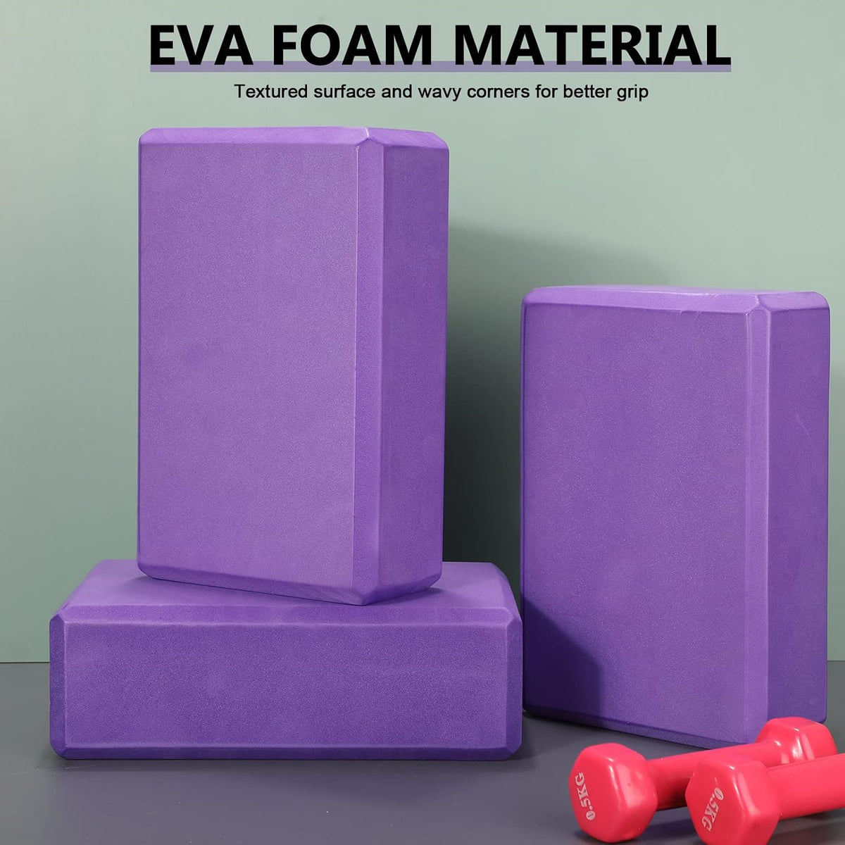 Lenwen 30 Pcs Purple Yoga Blocks Bulk 9'' x 6'' x 3'', EVA Foam Blocks