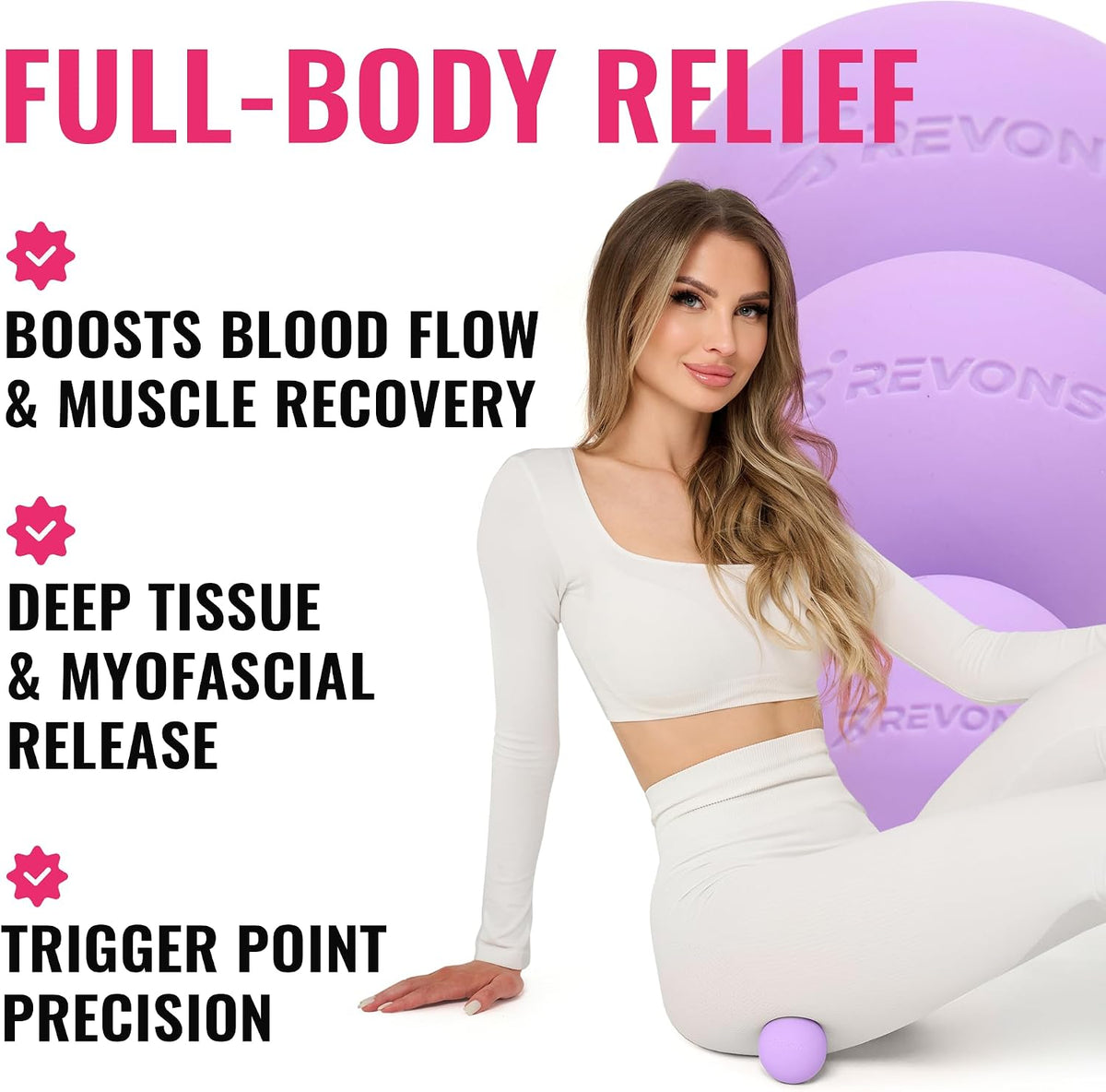 3 in 1 Massage Ball Set – 2.5", 1.9" & 1.2" Firm Silicone Balls for Myofascial Release, Trigger Point Therapy, Back & Foot Pain Relief, Face Fitness, Yoga, Deep Tissue Recovery (Purple)