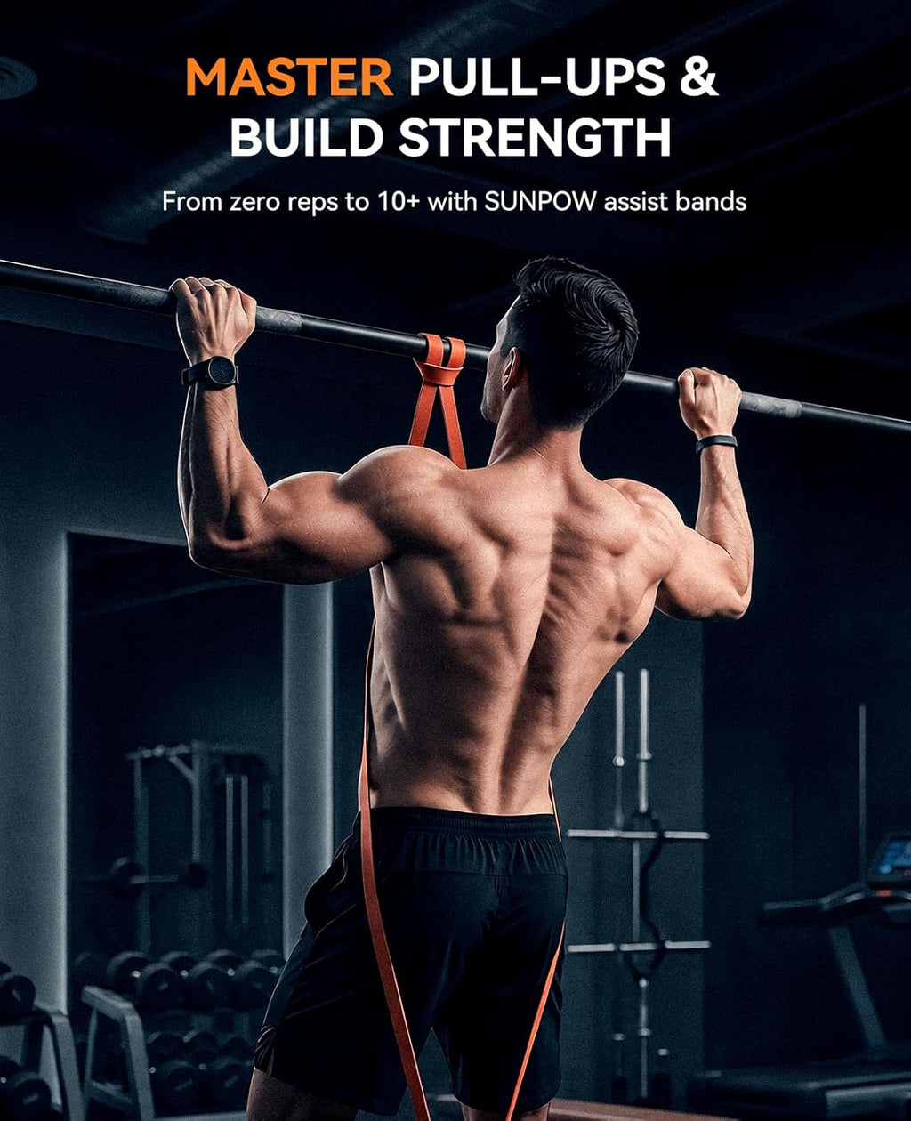 SUNPOW Pull Up Assistance Bands Set of 5 Resistance Heavy Duty Workout Exercise Stretch Fitness Bands Assist Set for Body, Instruction Guide and Carry Bag Included