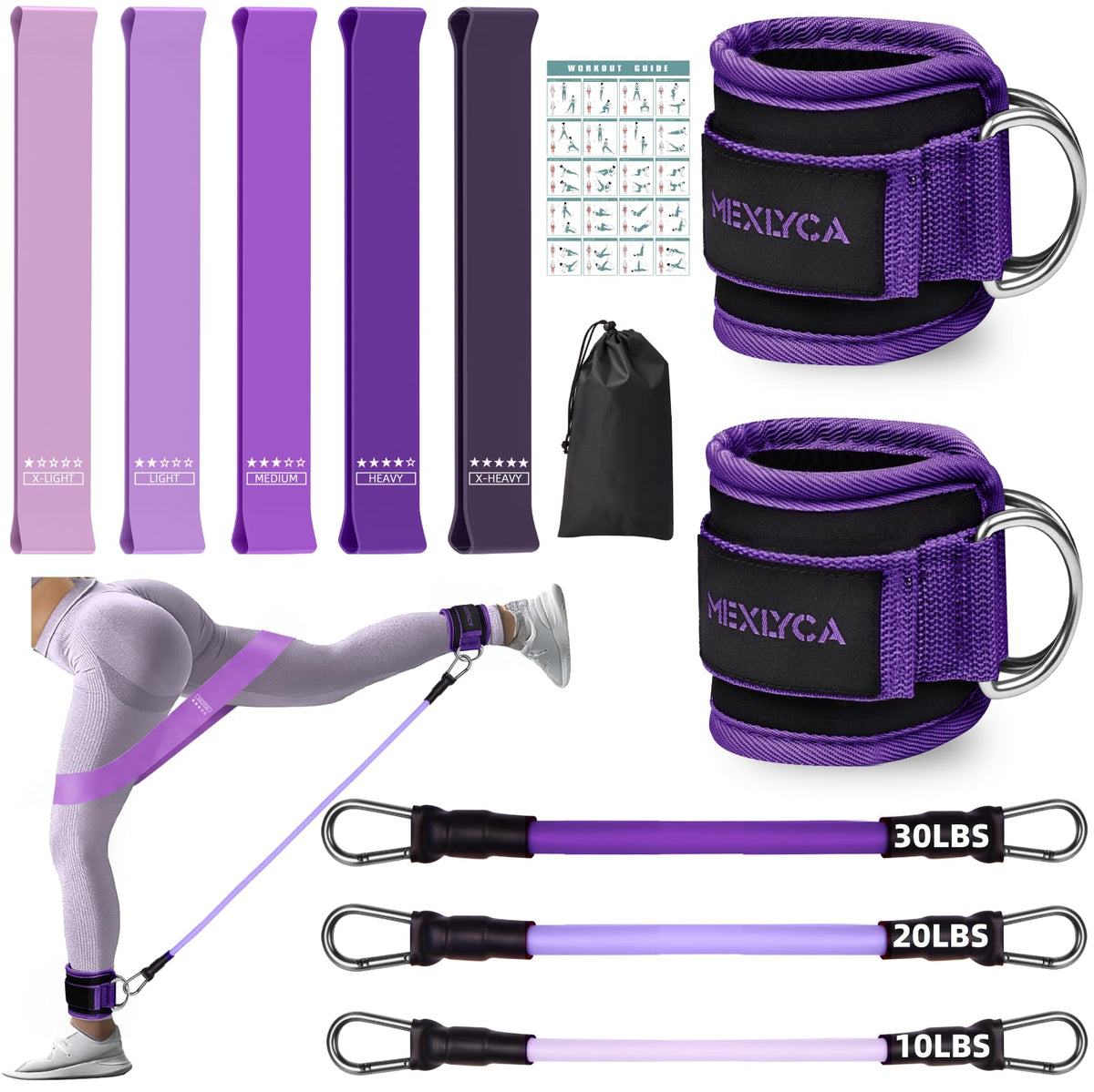 Resistance Bands Set – Resistance Band and Adjustable Ankle Exercise Bands with Cuffs Great Equipment for Training, Working Out, Yoga,Home Gym with Training Guidance & Carry Bag,Set of 8